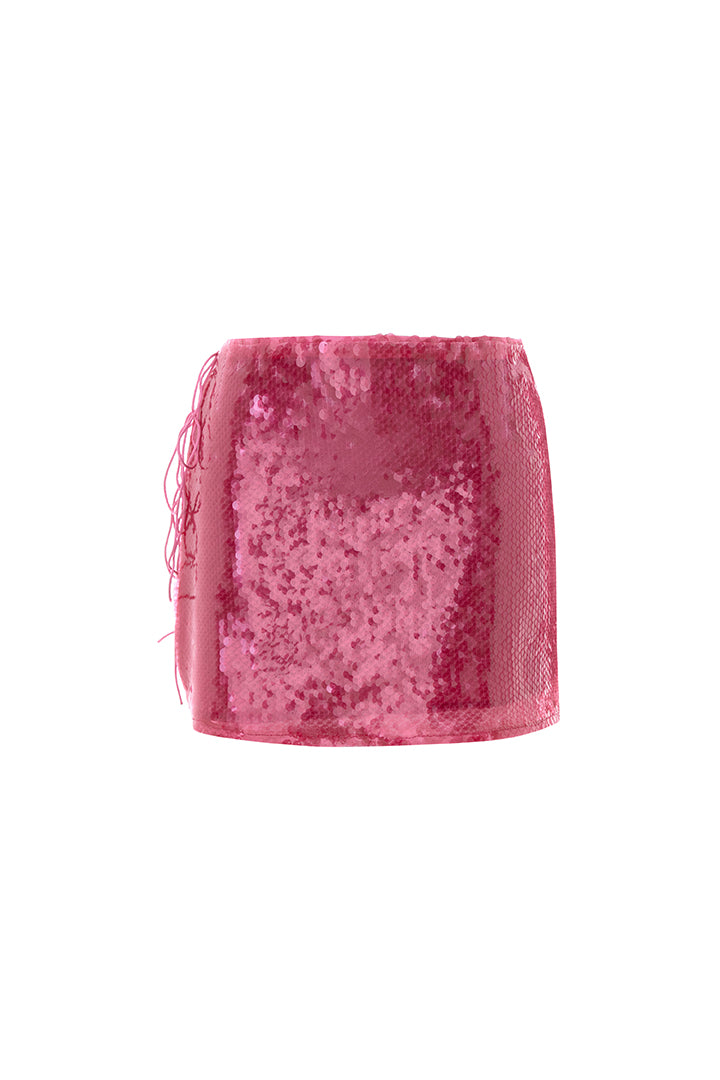 Euphoria Pink Tie Detail Mini Skirt