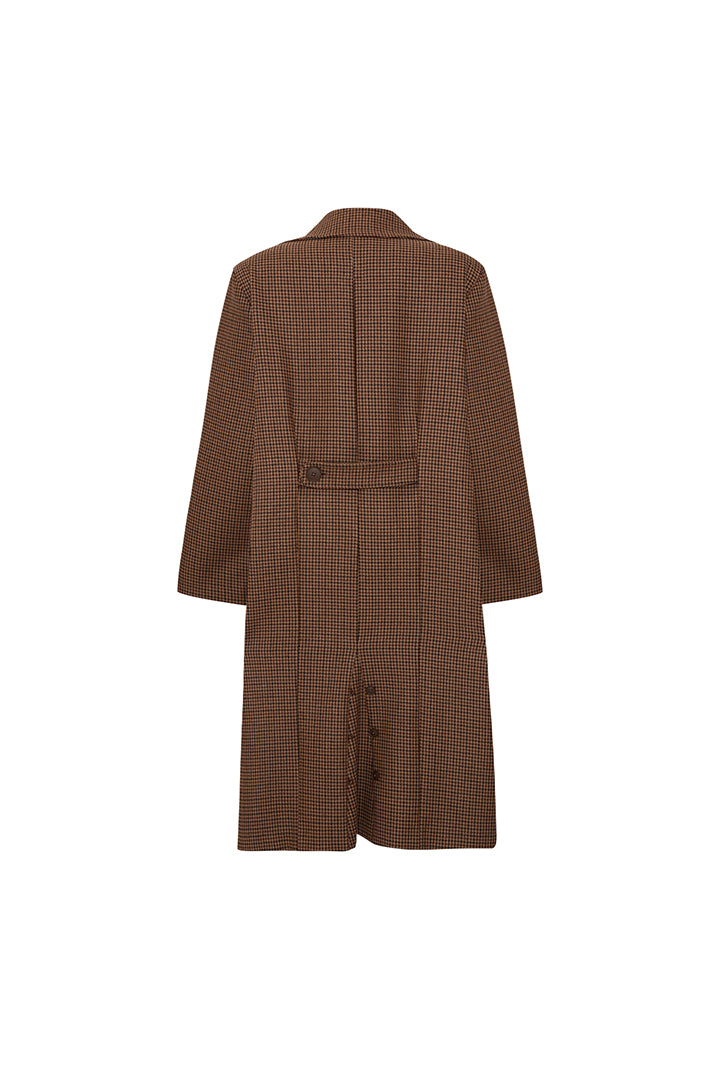 Boomerang Yün Kazayağı Desenli Uzun Kaban