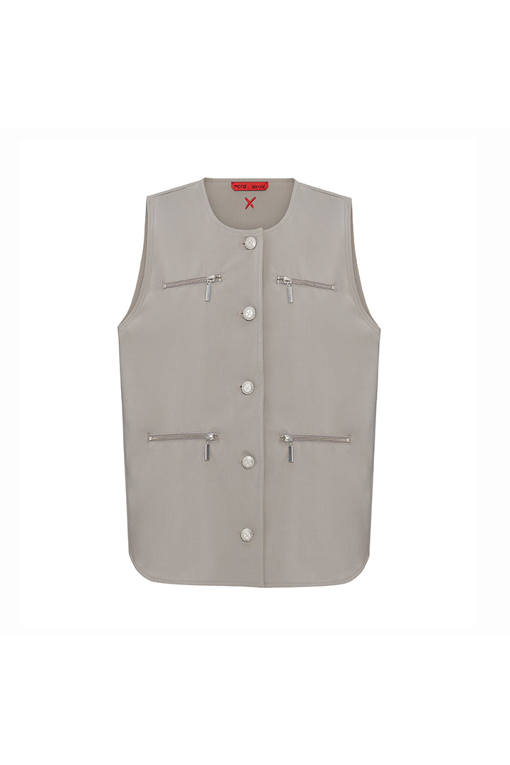 Day to Night in LA Fermuar Detaylı Dokuma Yelek