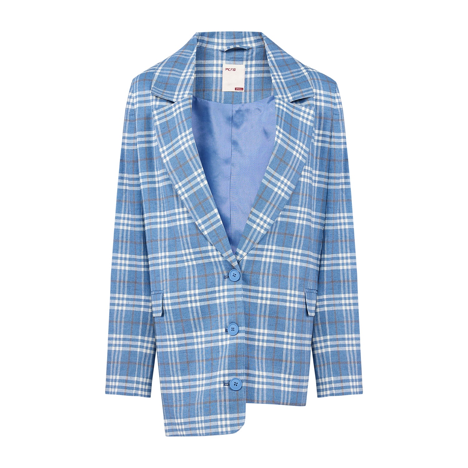 Free Heaven Multicolor Checked Blazer - Coronet Blue