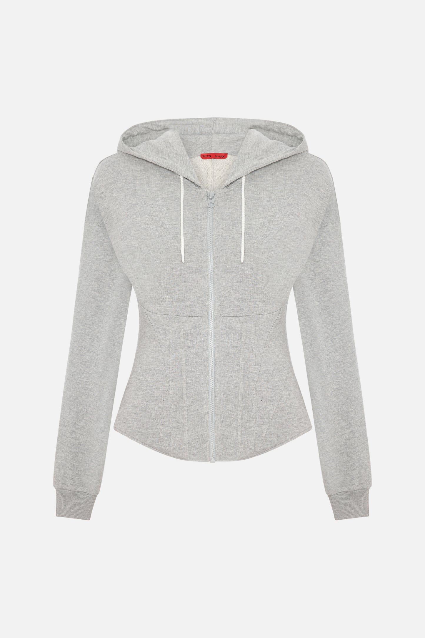 Korse Bel Detaylı Kadın Gri Hoodie