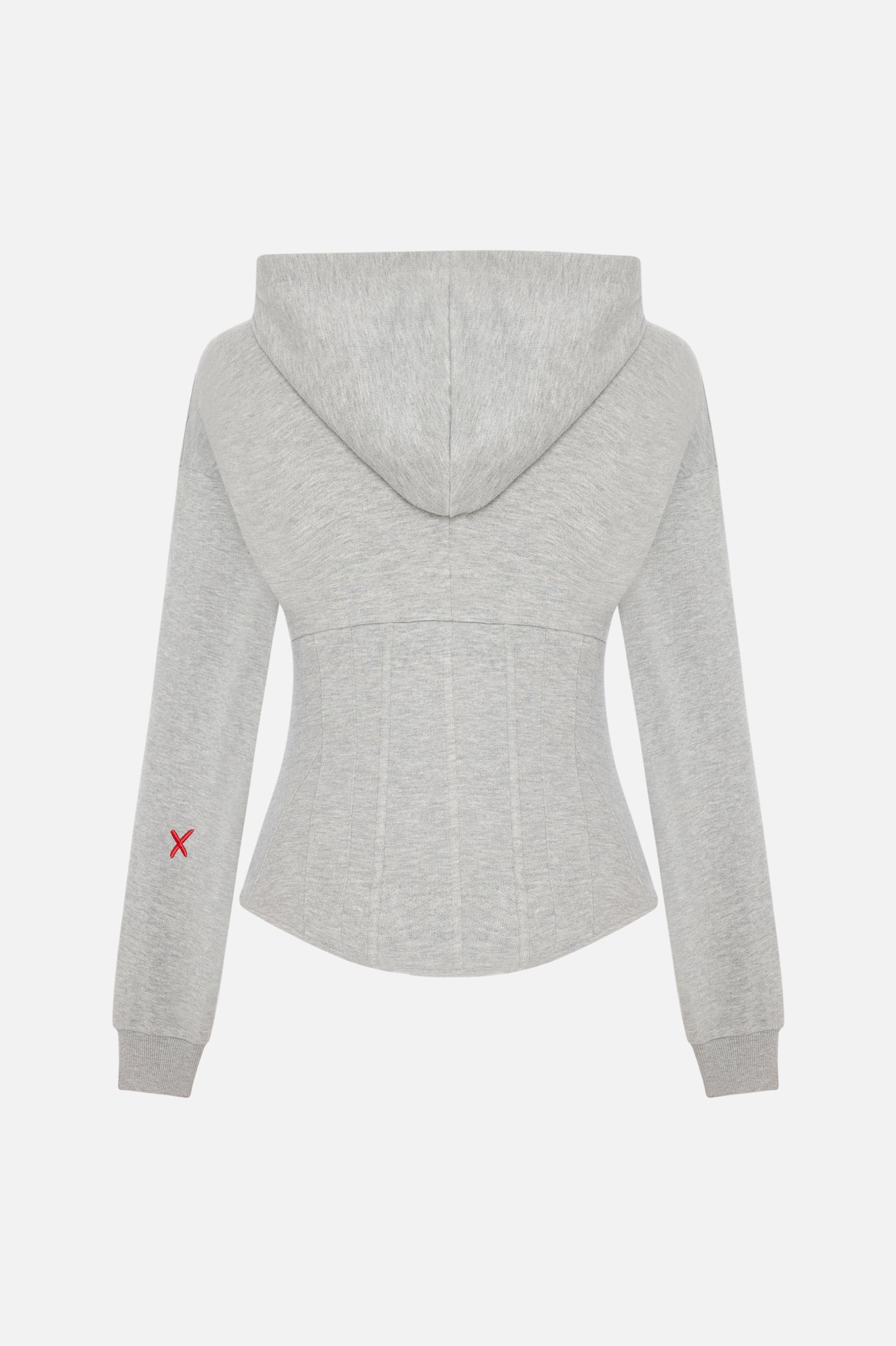 Korse Bel Detaylı Kadın Gri Hoodie