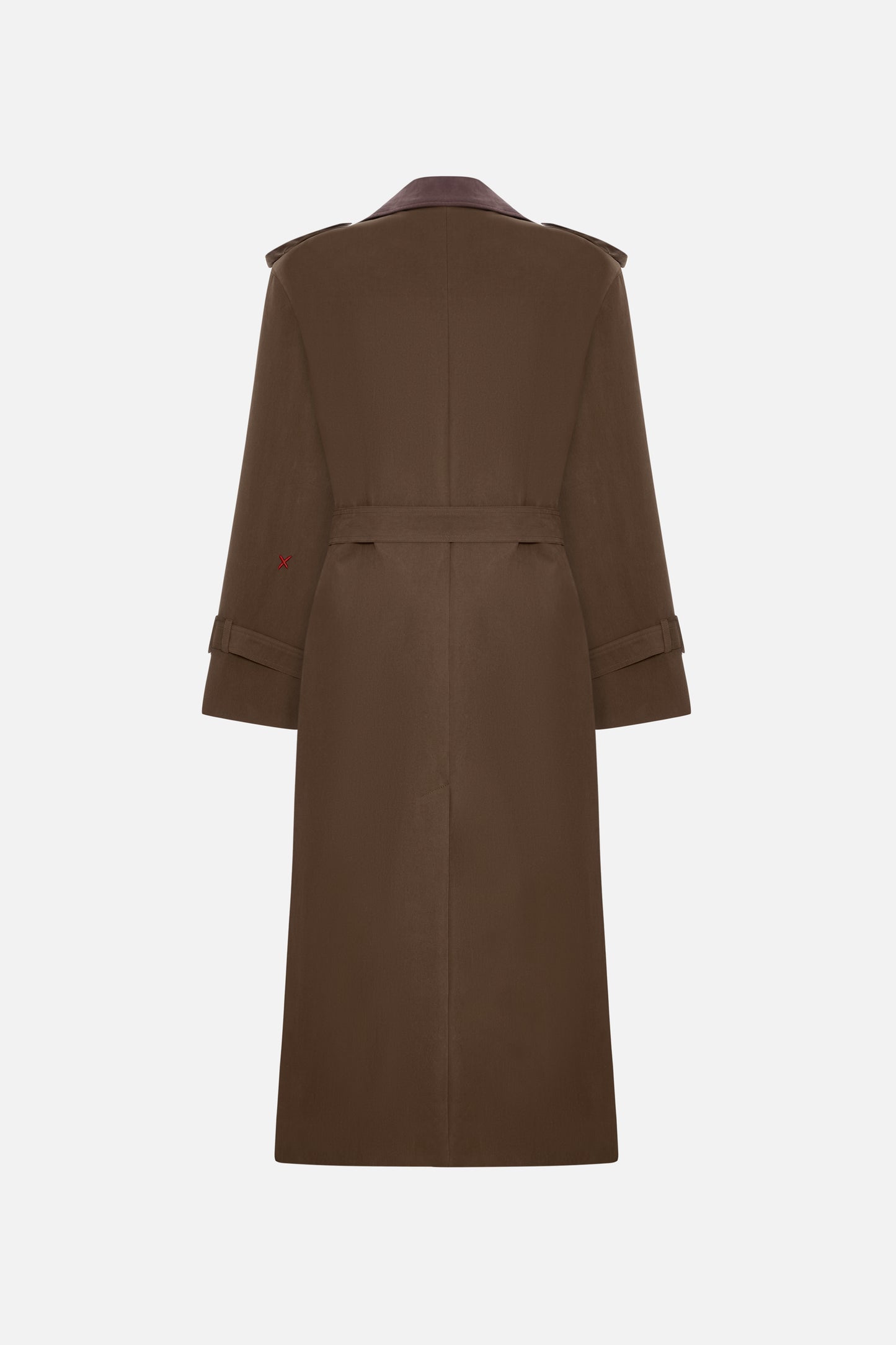 Men's Brown Contrast Belted Trench Coat