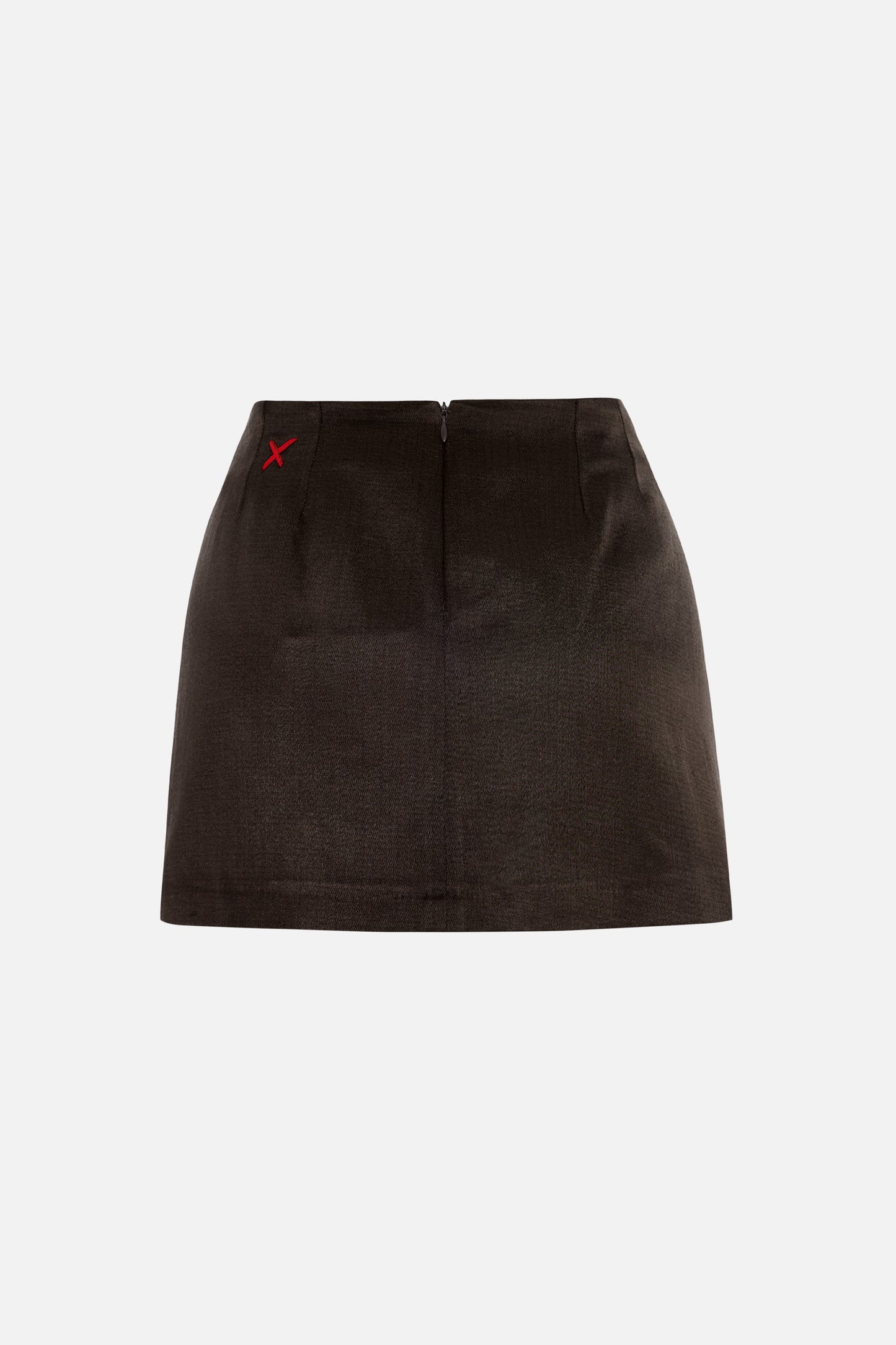 Women's Brown Slit Mini Skirt