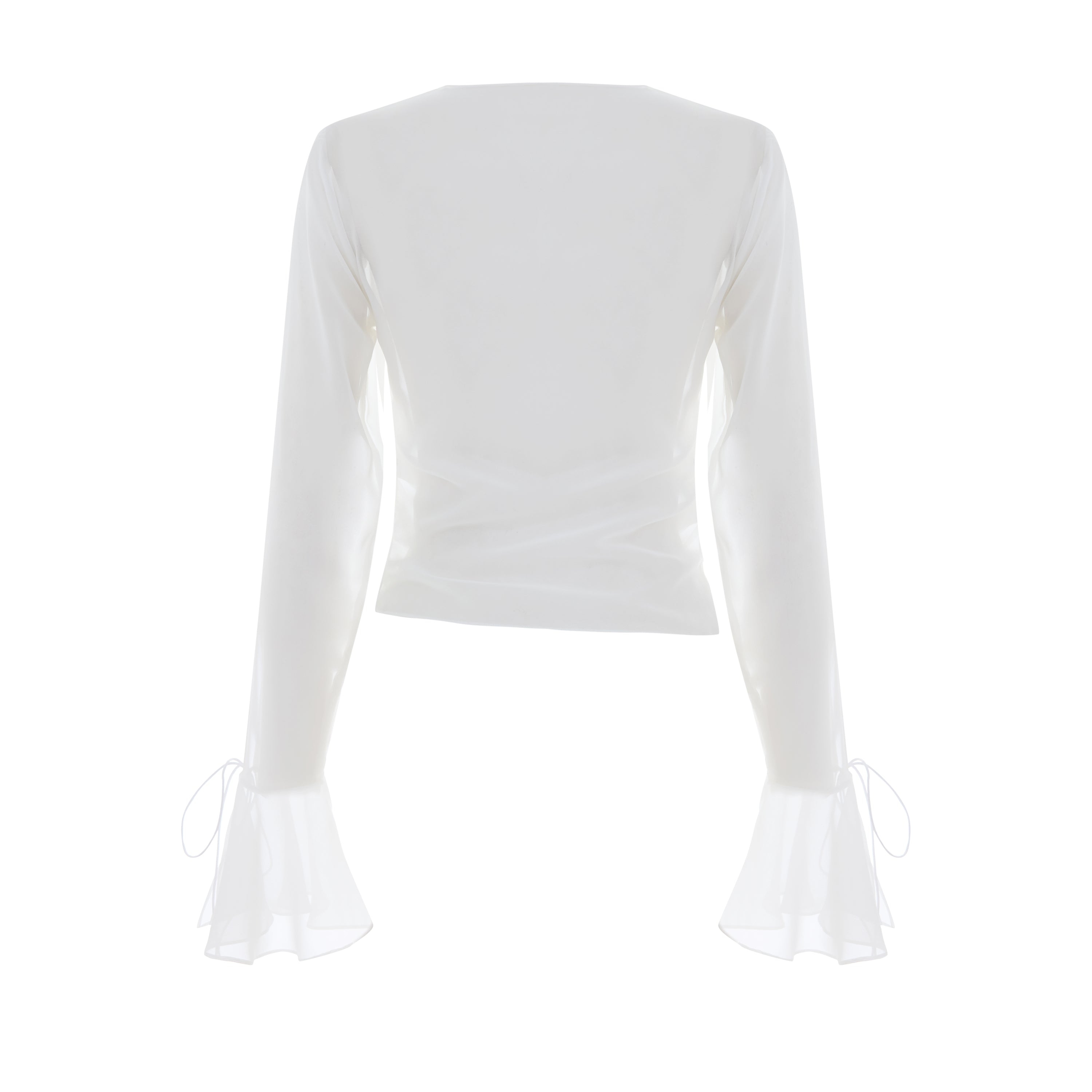 Plunge Front Tie Blouse