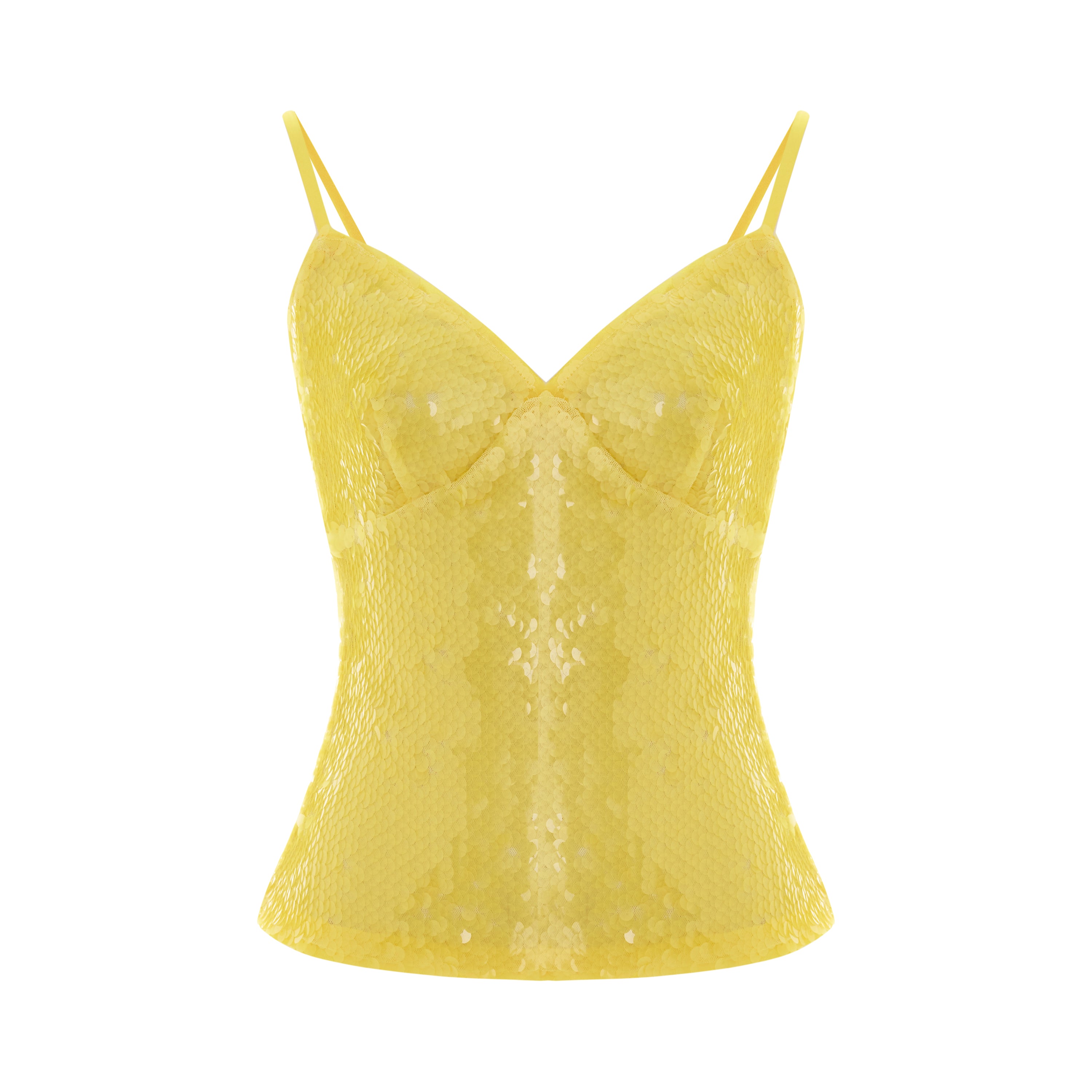 Yellow Sequin Strap Top