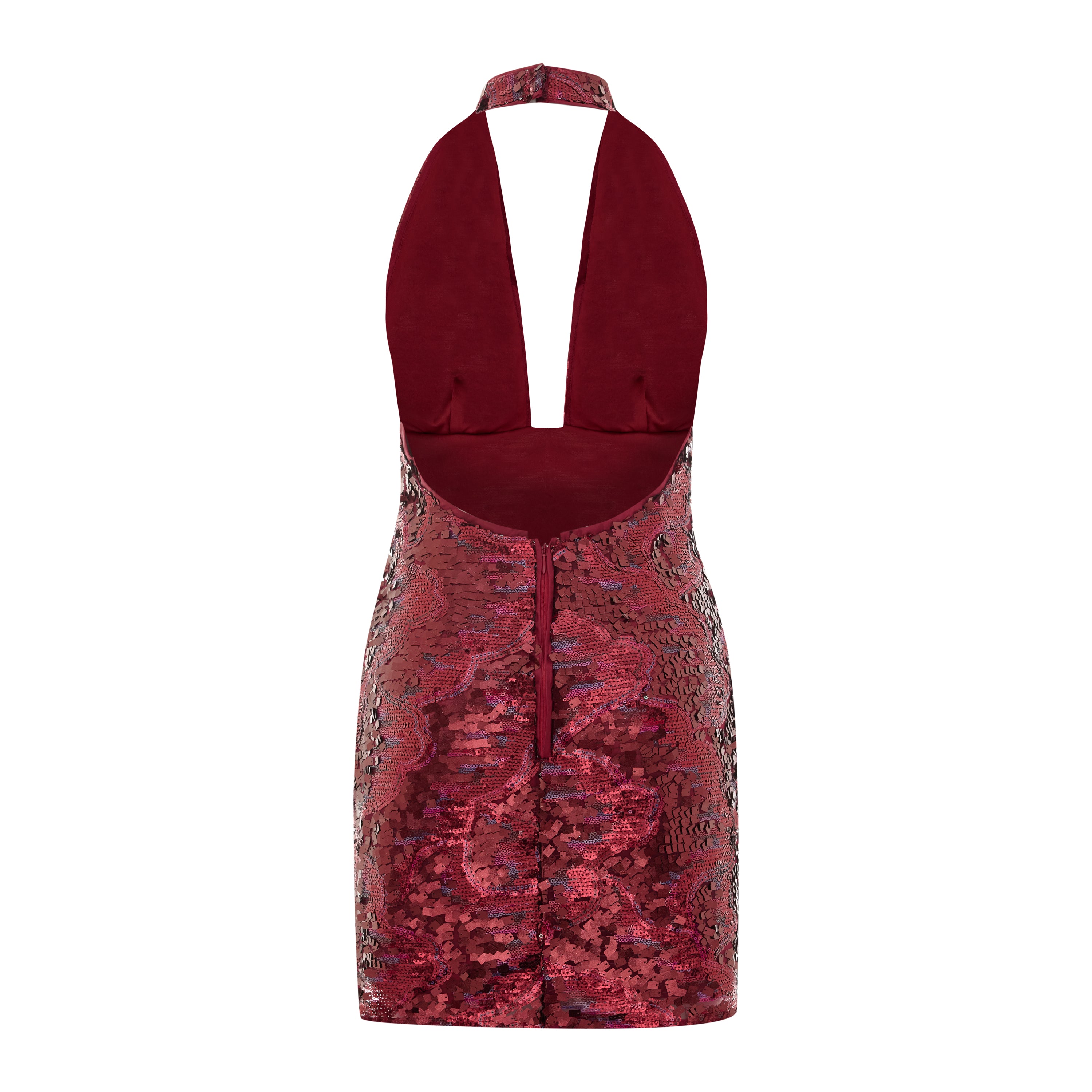 Sequin Neck Tie Dress with Side Slit