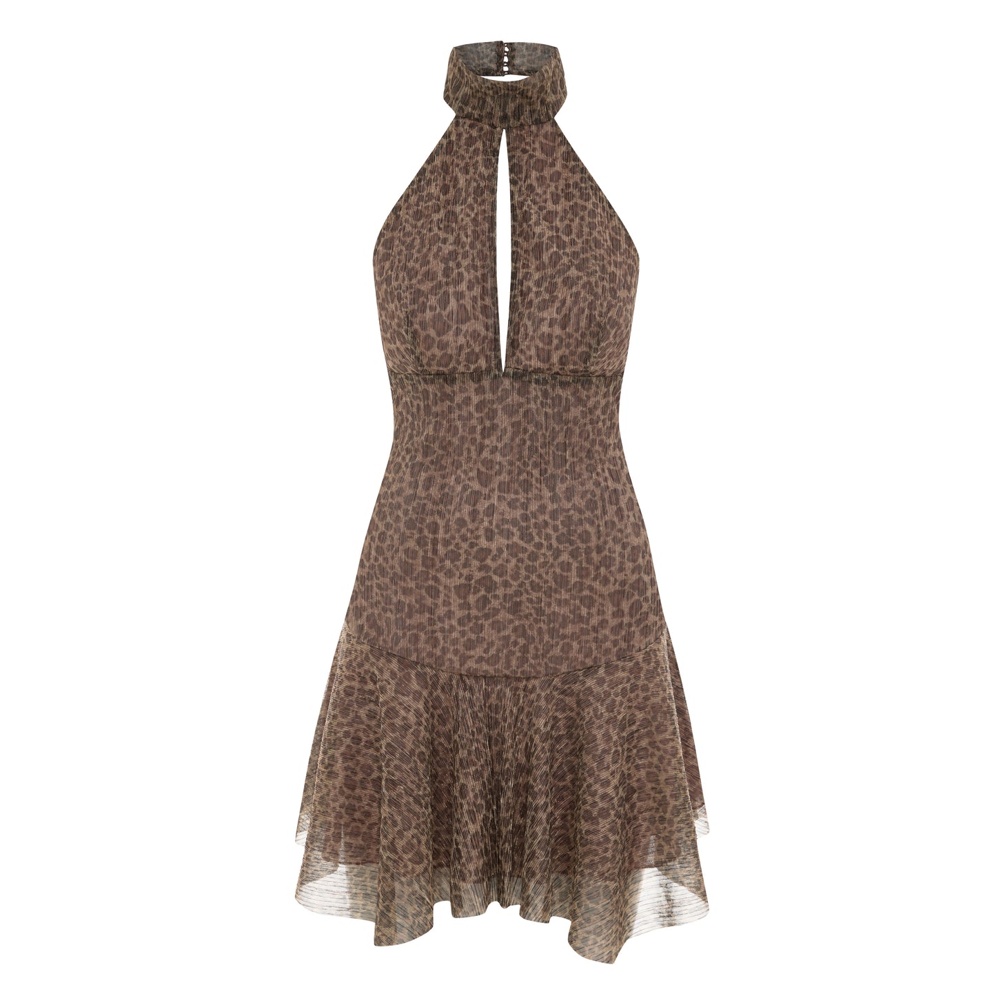 Euphoria Leopar Desenli  Dekolteli Mini Elbise