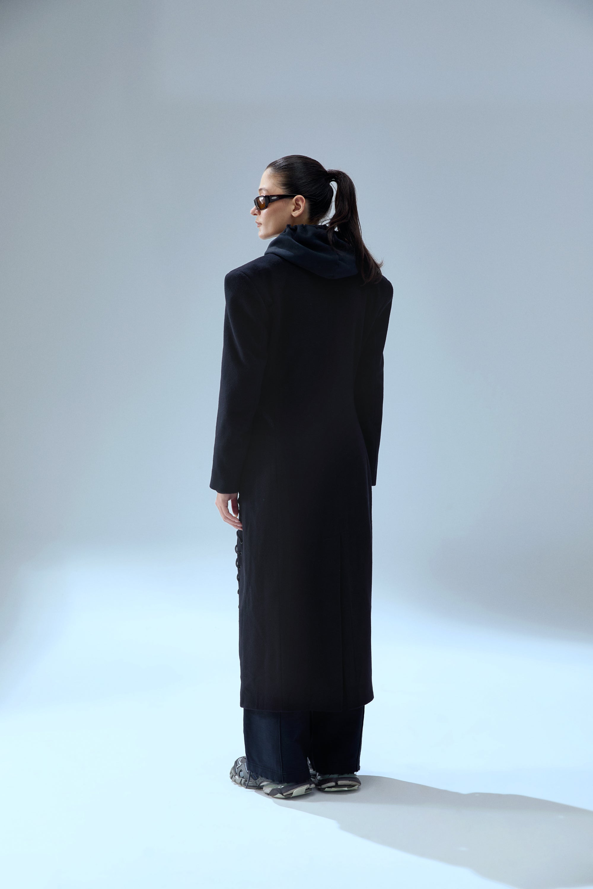 YOUR *ITCH CASHMERE BLEND LONG OVERCOAT - BLACK