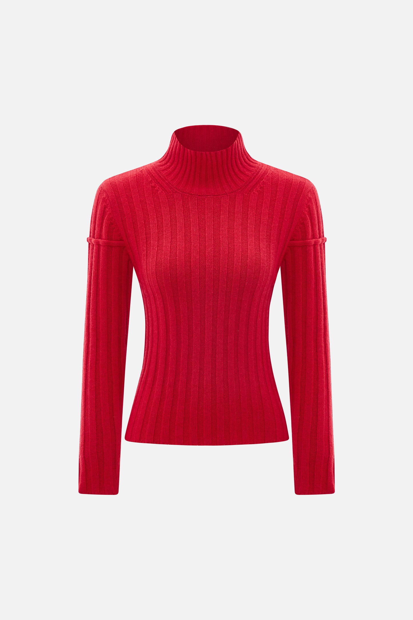 Women's Red Cropped Turtleneck Sweater