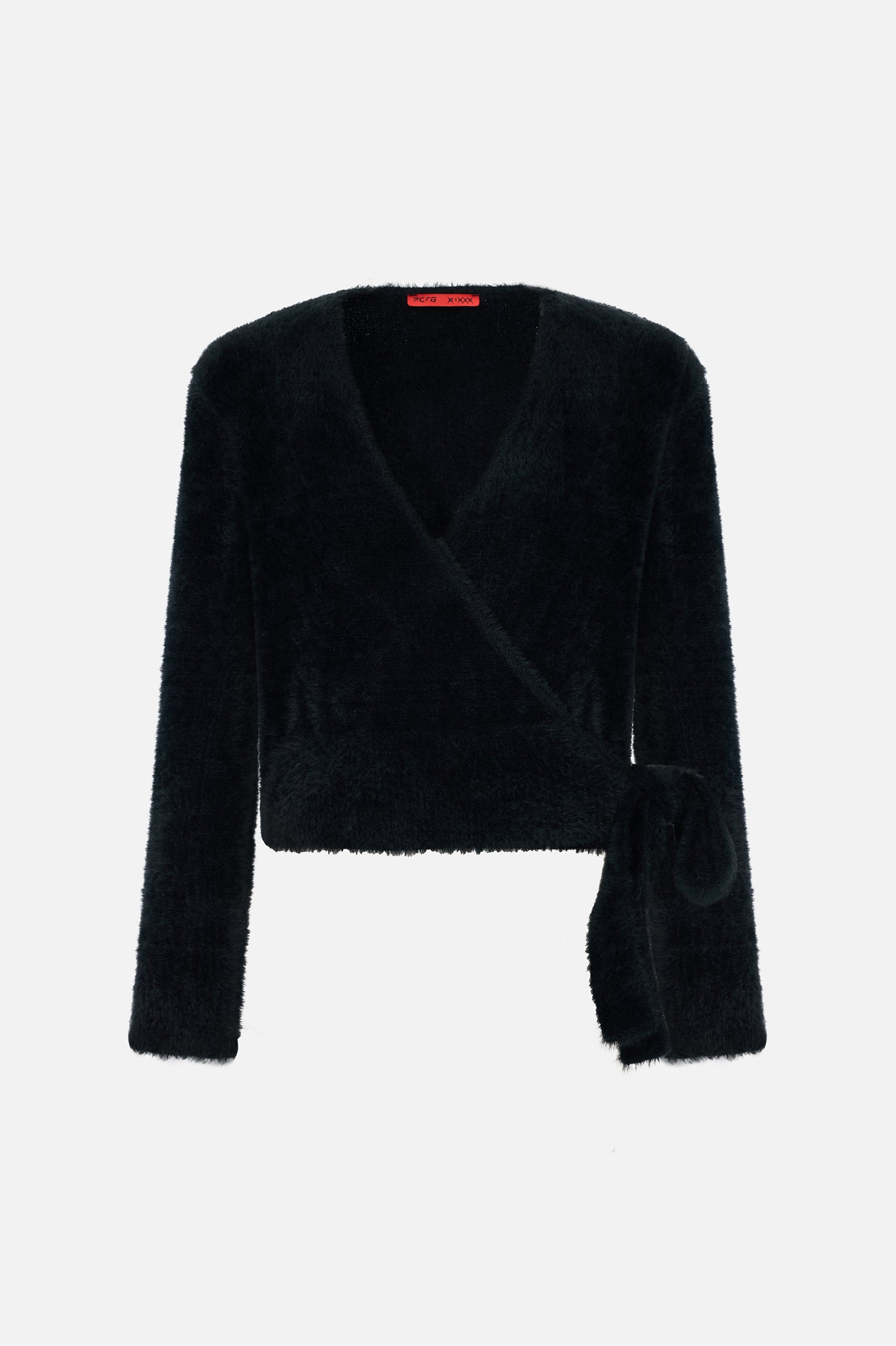 Women's Black Wrap Knit Sweater