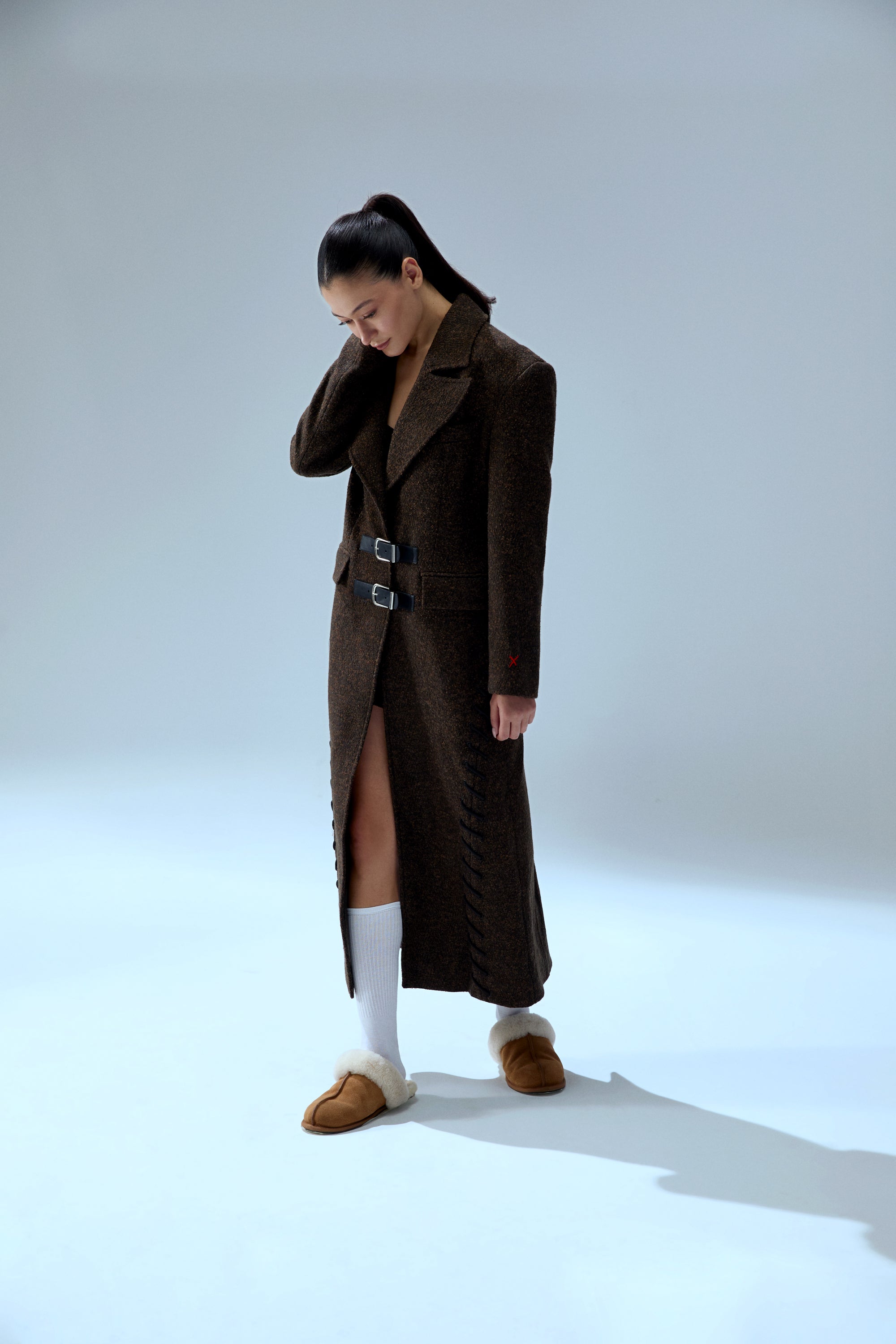 YOUR *ITCH CASHMERE BLEND LONG OVERCOAT - BROWN