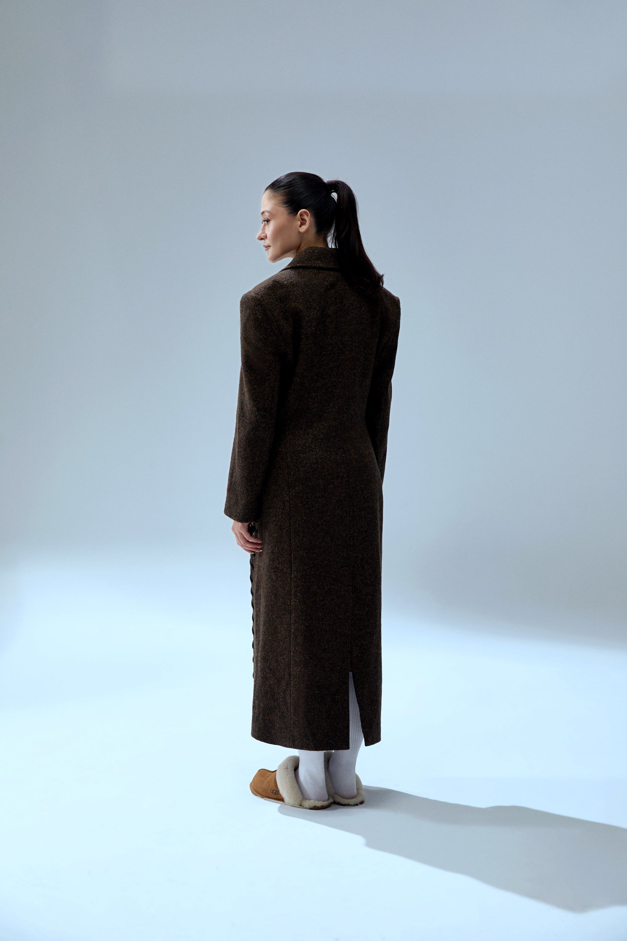 YOUR *ITCH CASHMERE BLEND LONG OVERCOAT - BROWN