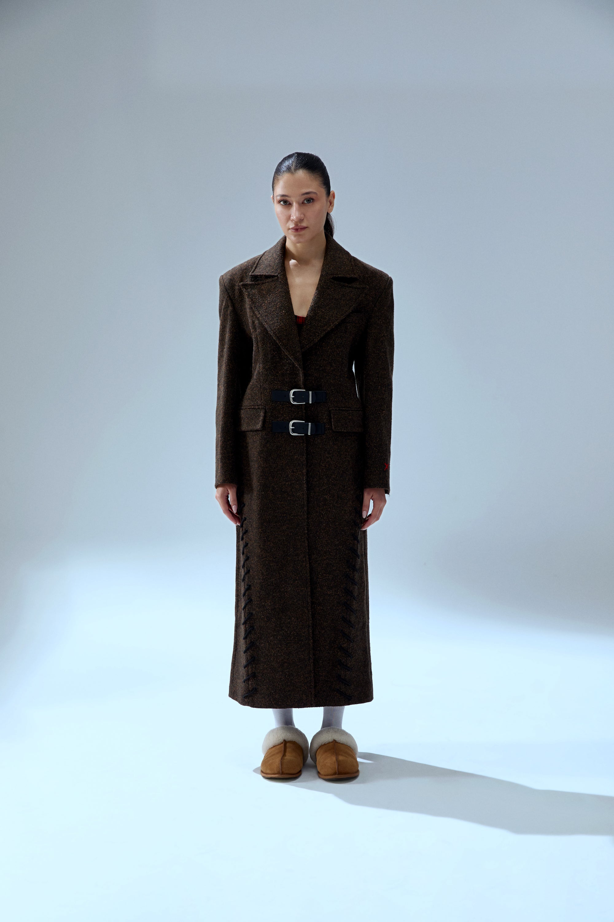 YOUR *ITCH CASHMERE BLEND LONG OVERCOAT - BROWN