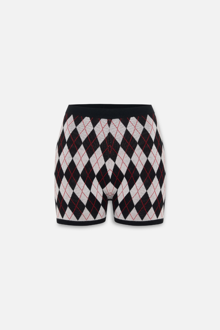 Daydreamers Baklava Desenli Triko Mini Şort