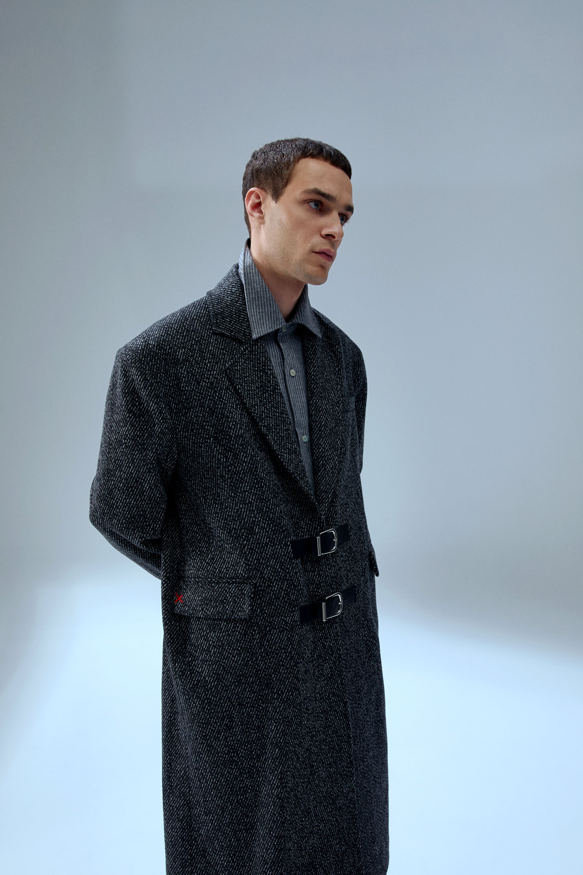 WOOL & CASHMERE BLEND YOUR *ITCH SRTIPED LONG SLEEVE SHIRT - GREY STRIPED