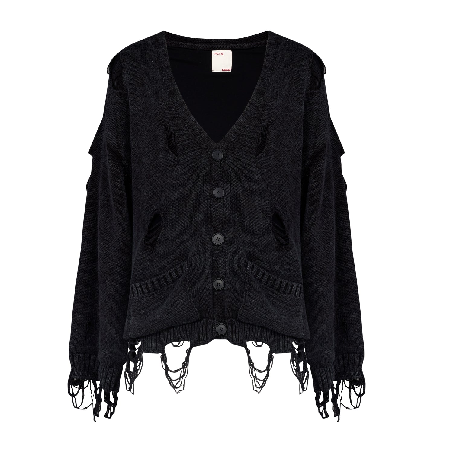 YOUR *ITCH RIPPED KNIT CARDIGAN - JET BLACK