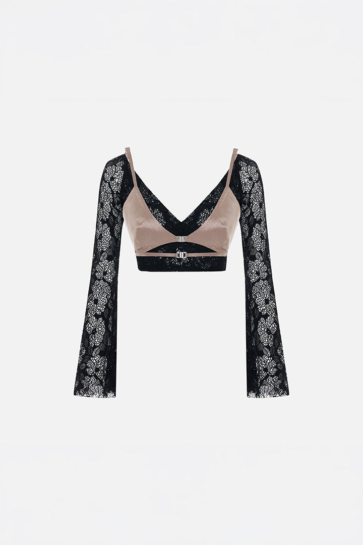 The Party Edit Kontrast Büstiyer Panelli Dantel Body