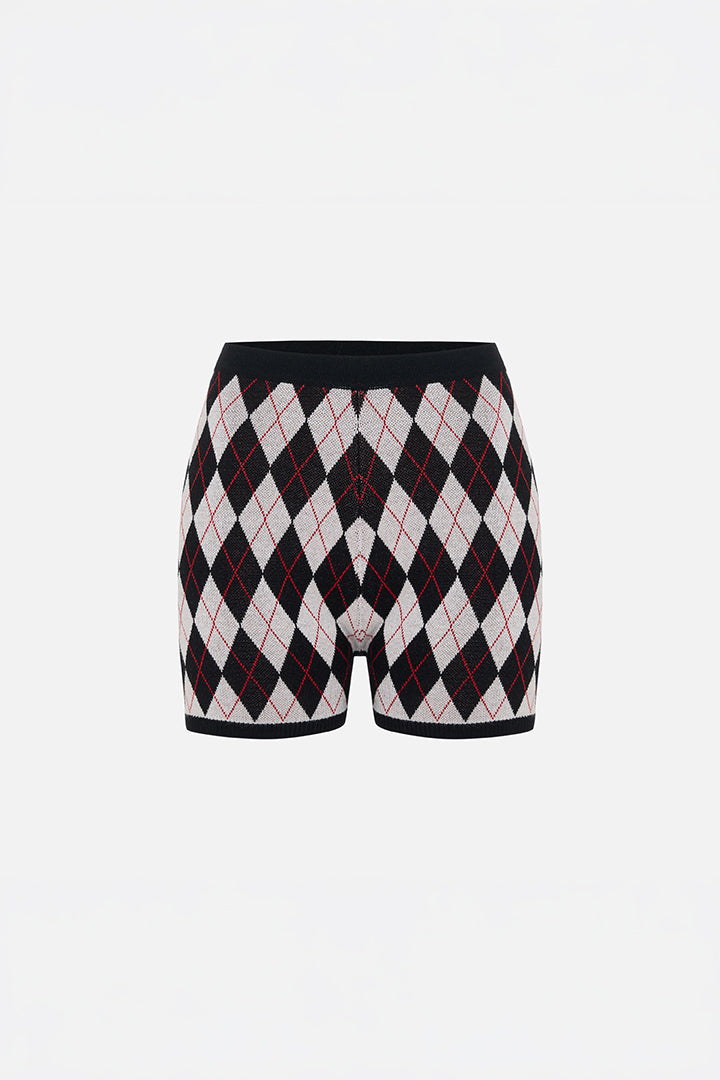 Daydreamers Baklava Desenli Triko Mini Şort