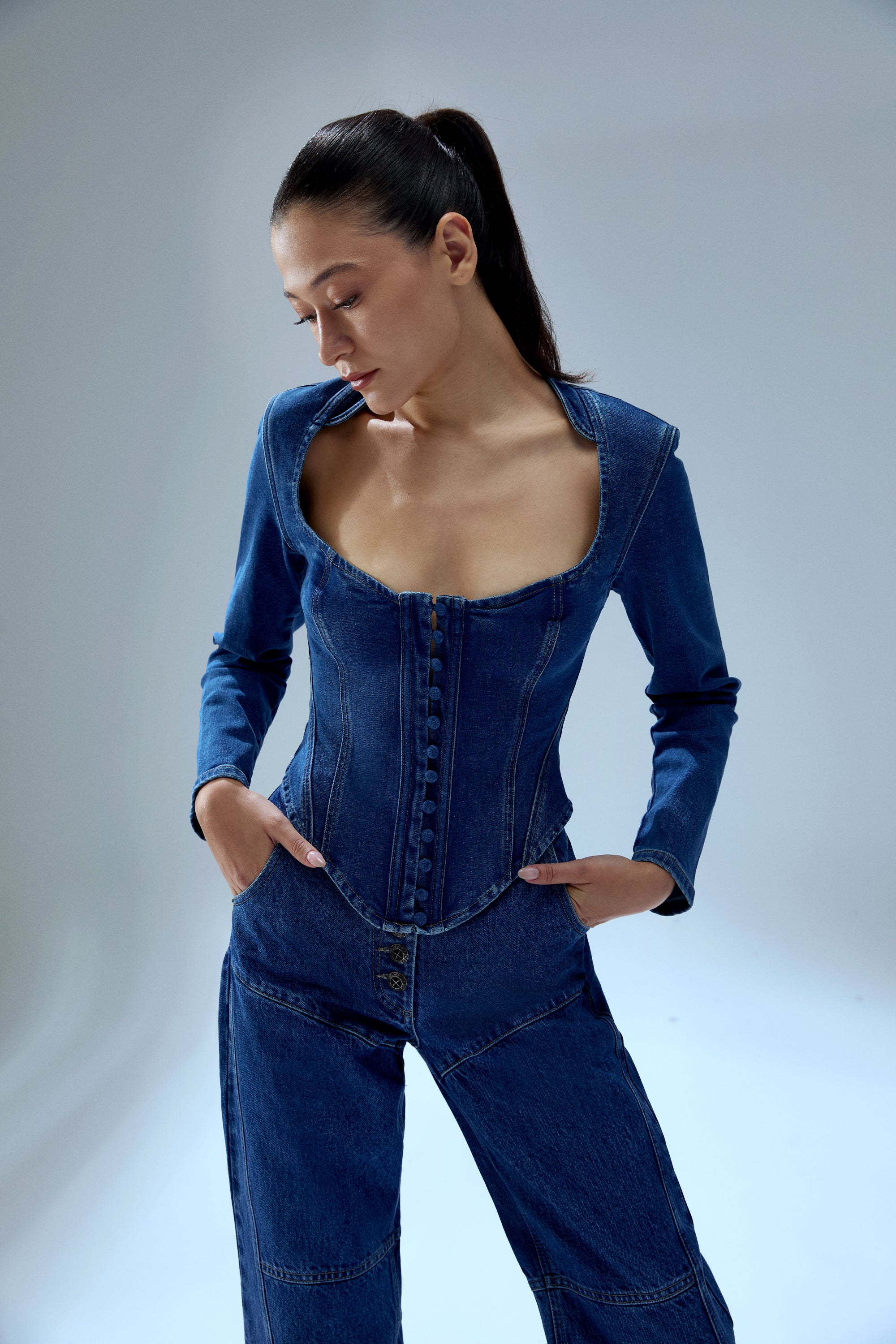 YOUR *ITCH CORSET DENIM TOP