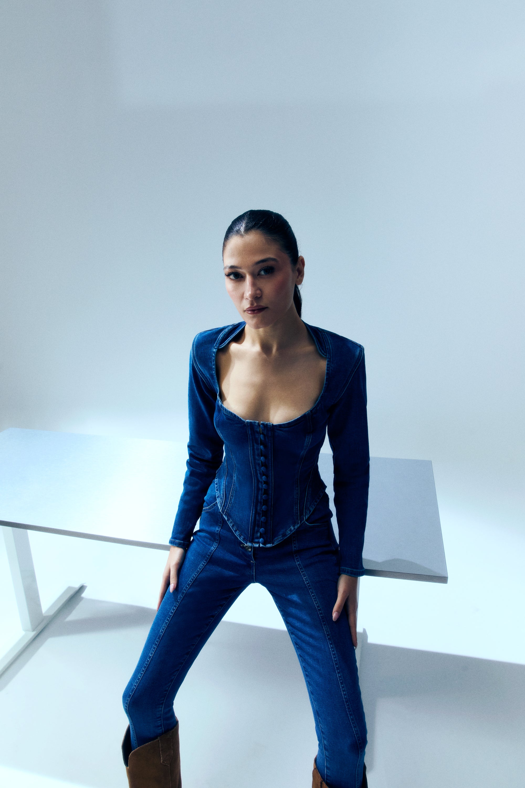 YOUR *ITCH CORSET DENIM TOP