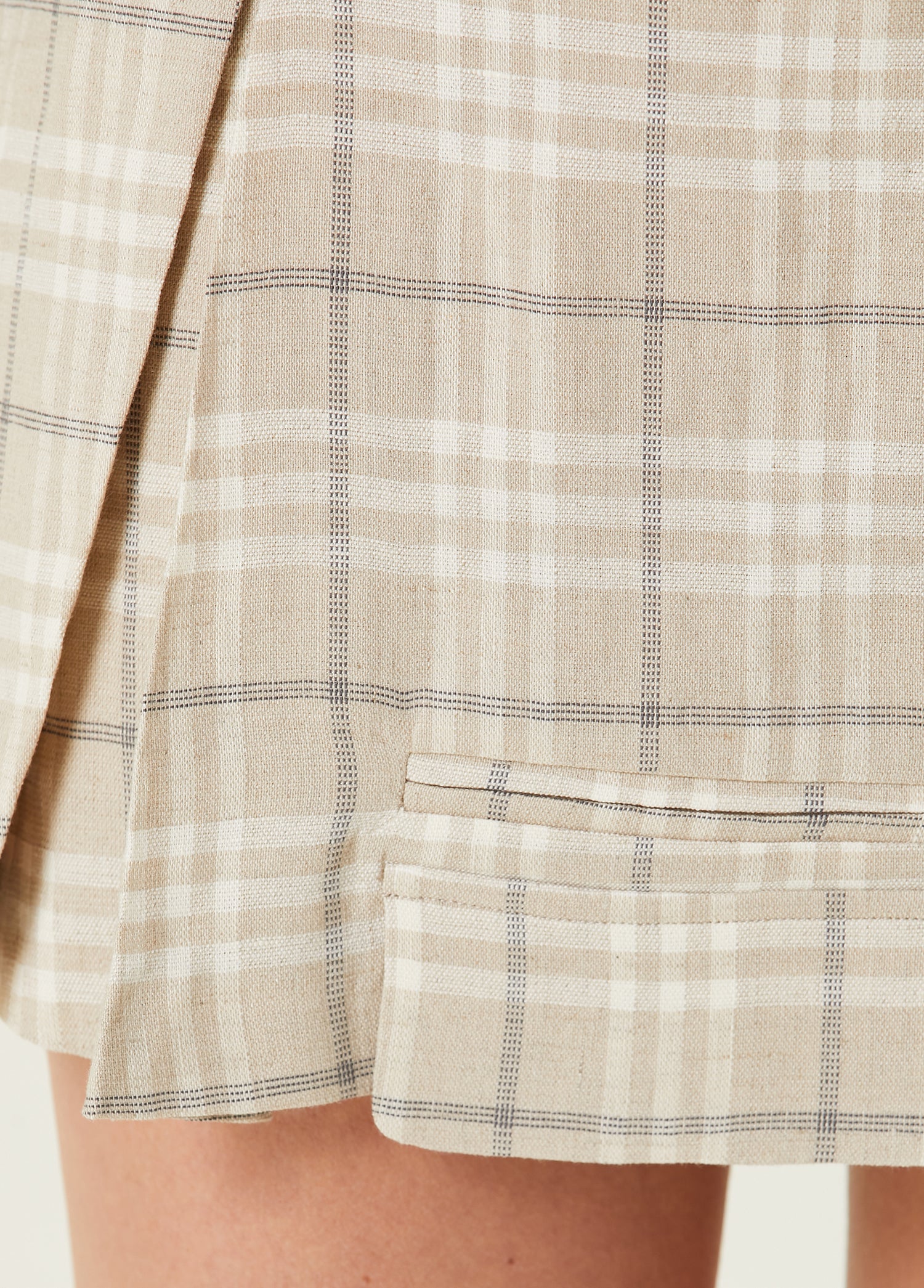 Linen Blend Free Heaven Pleated Mini Skirt - Fog