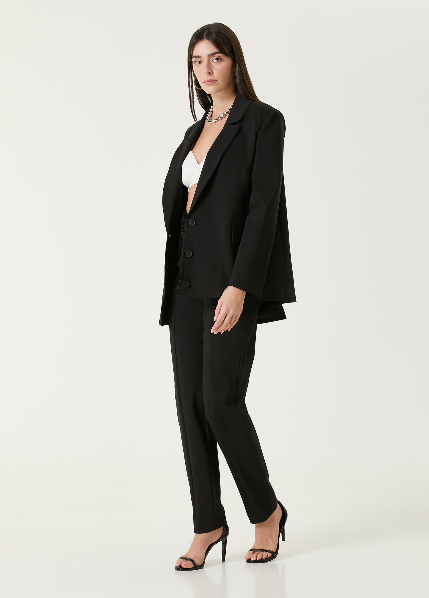 Cotton Free Heaven Oversized Suit Blazer - Jet Black