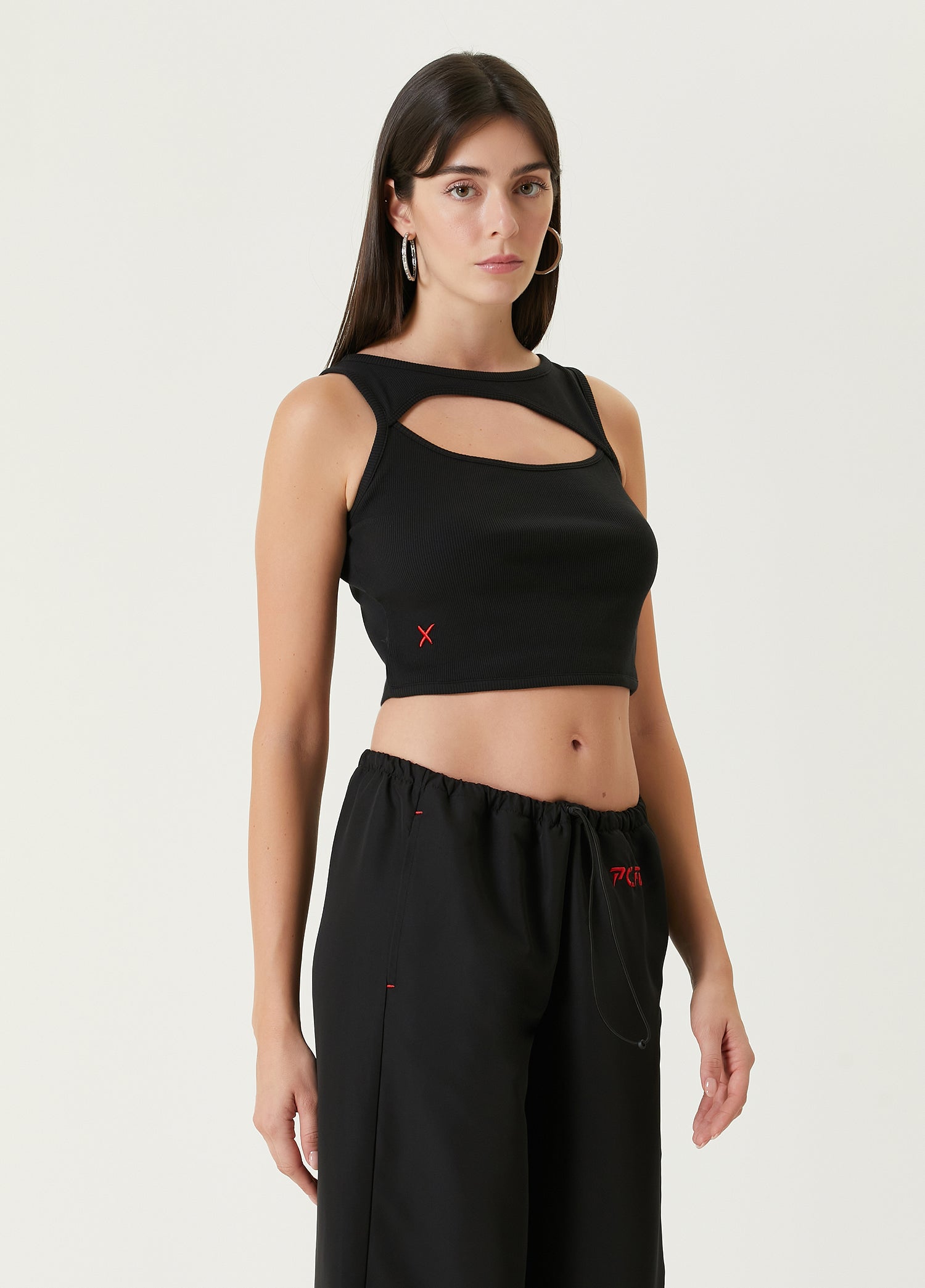 Free Heaven Rib Crop Tank Top - Jet Black