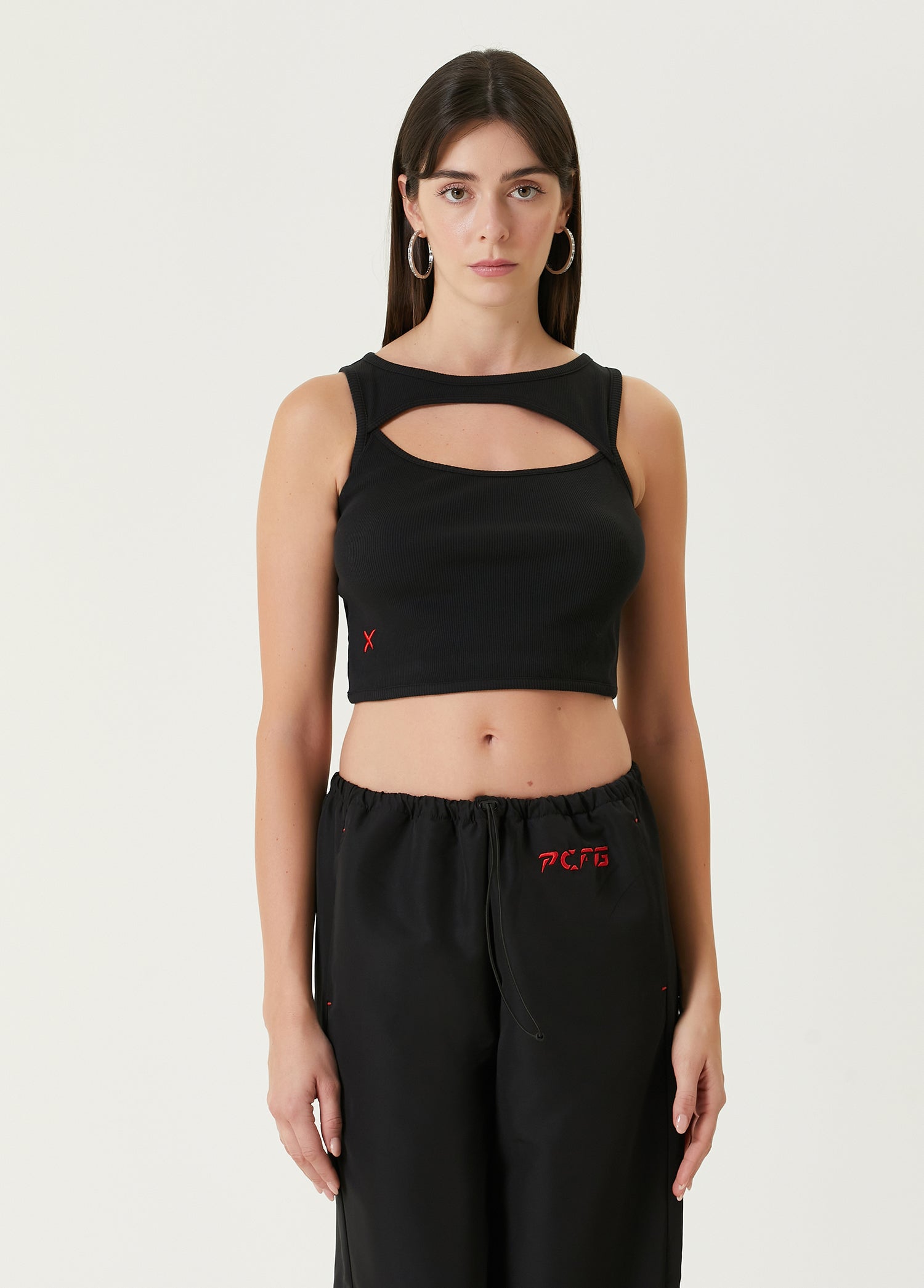 Free Heaven Rib Crop Tank Top - Jet Black
