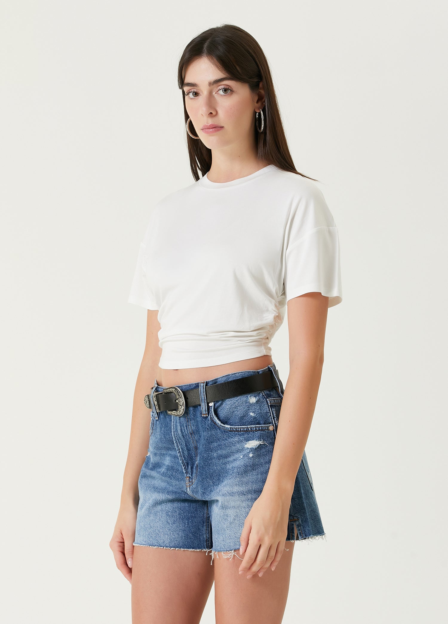 Free Heaven Crop Draped Tshirt - White