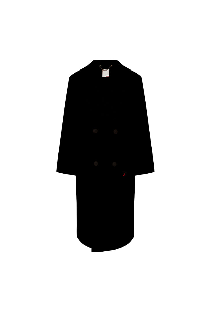 Wool &amp; Cashmere Blend Long Men Coat - Black