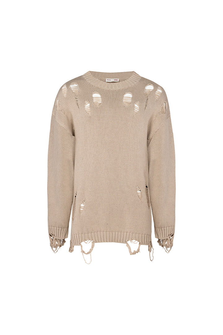 Your *itch Yırtık Görünümlü Triko Kazak