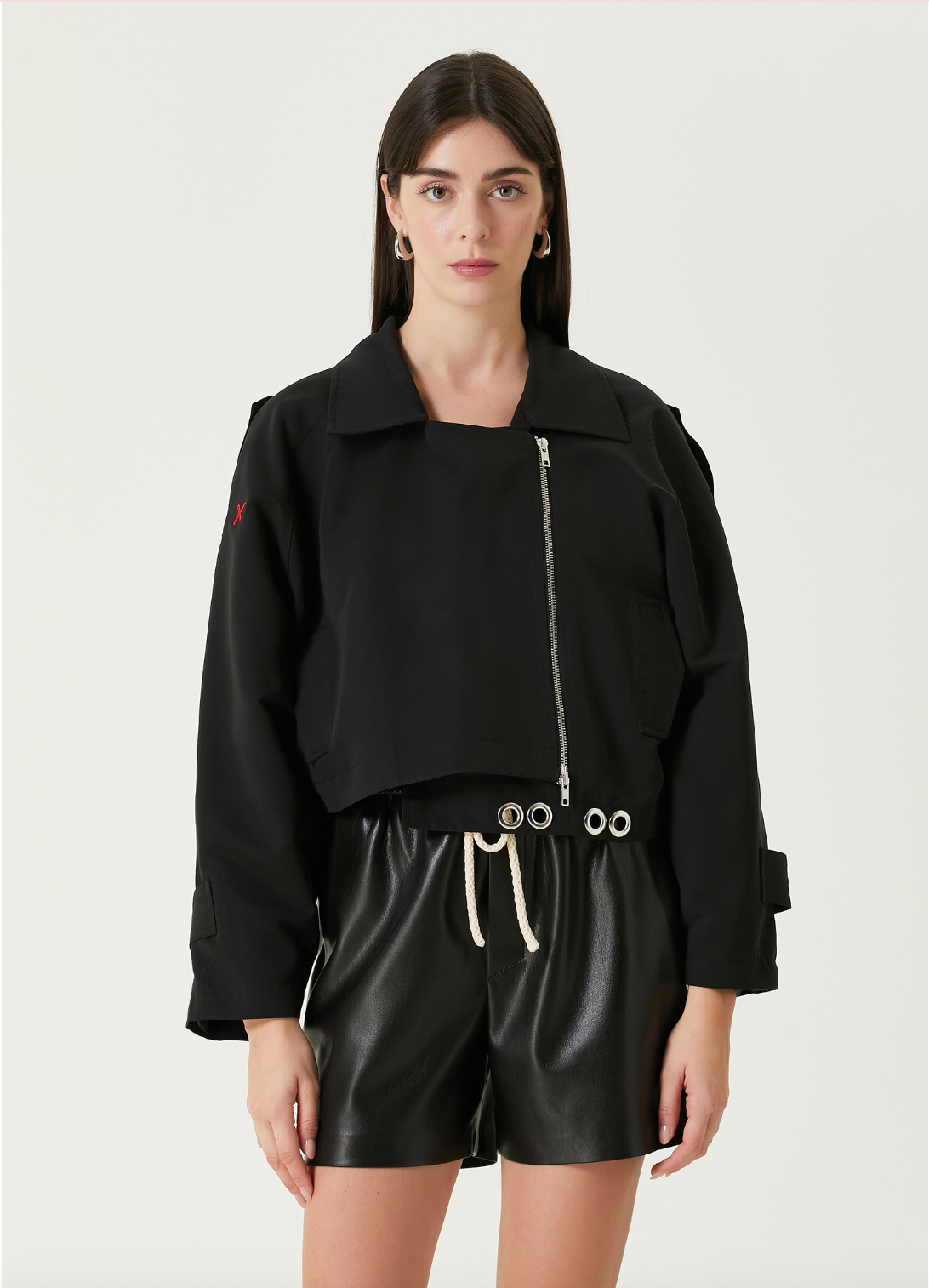 Free Heaven Cropped Waterproof Trenchcoat - Jet Black