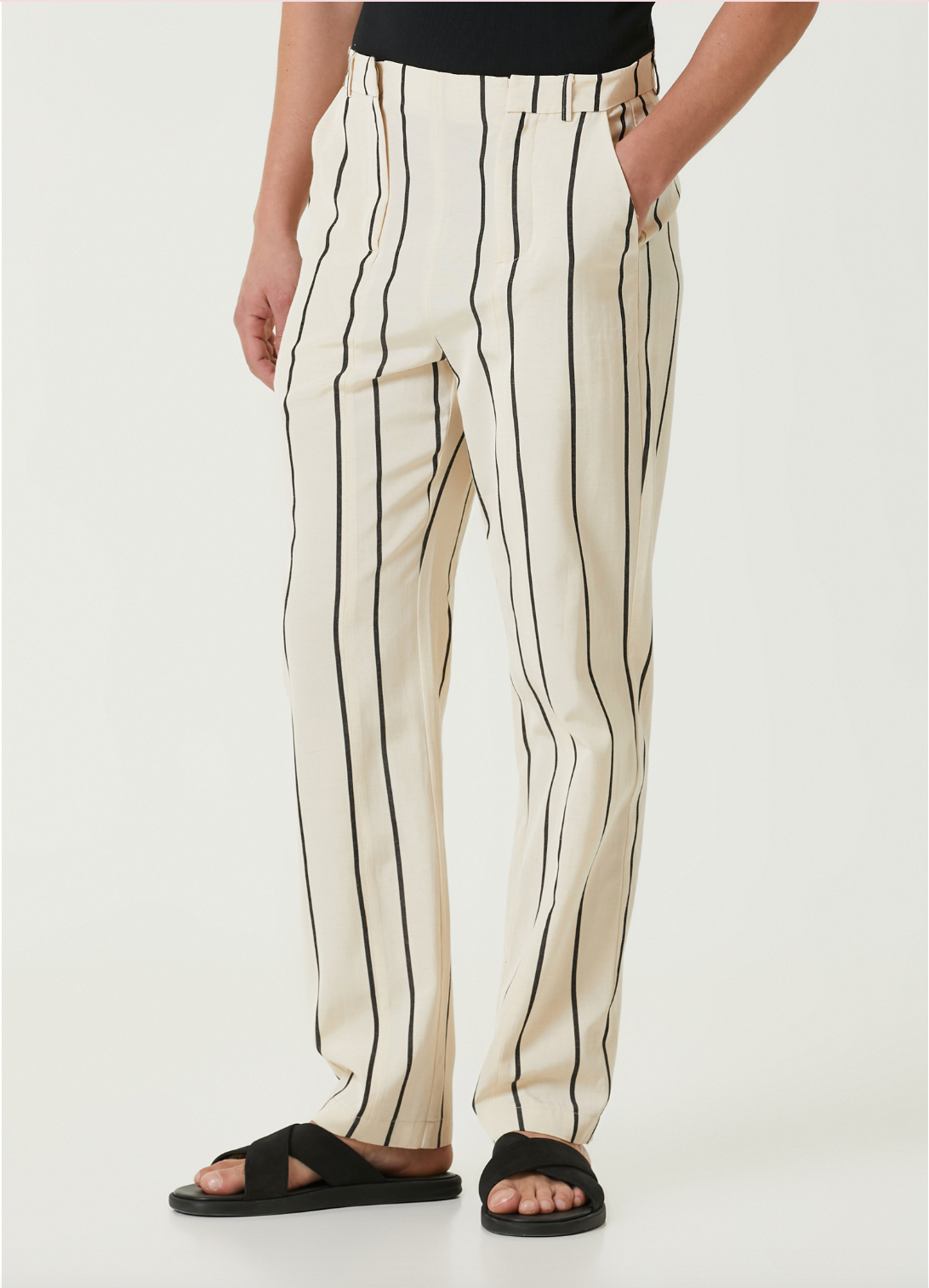 Silk & Linen Blend Free Heaven Kutnia Striped Two Zipped Pant