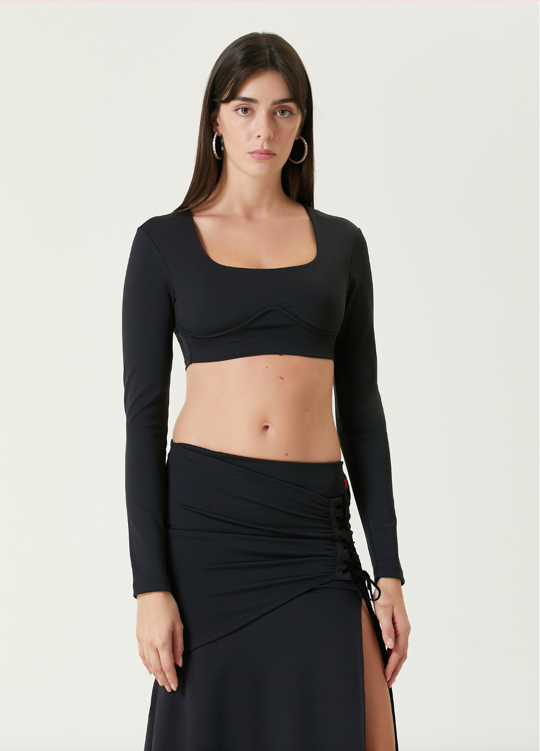 Free Heaven Slit Long Skirt - Jet Black