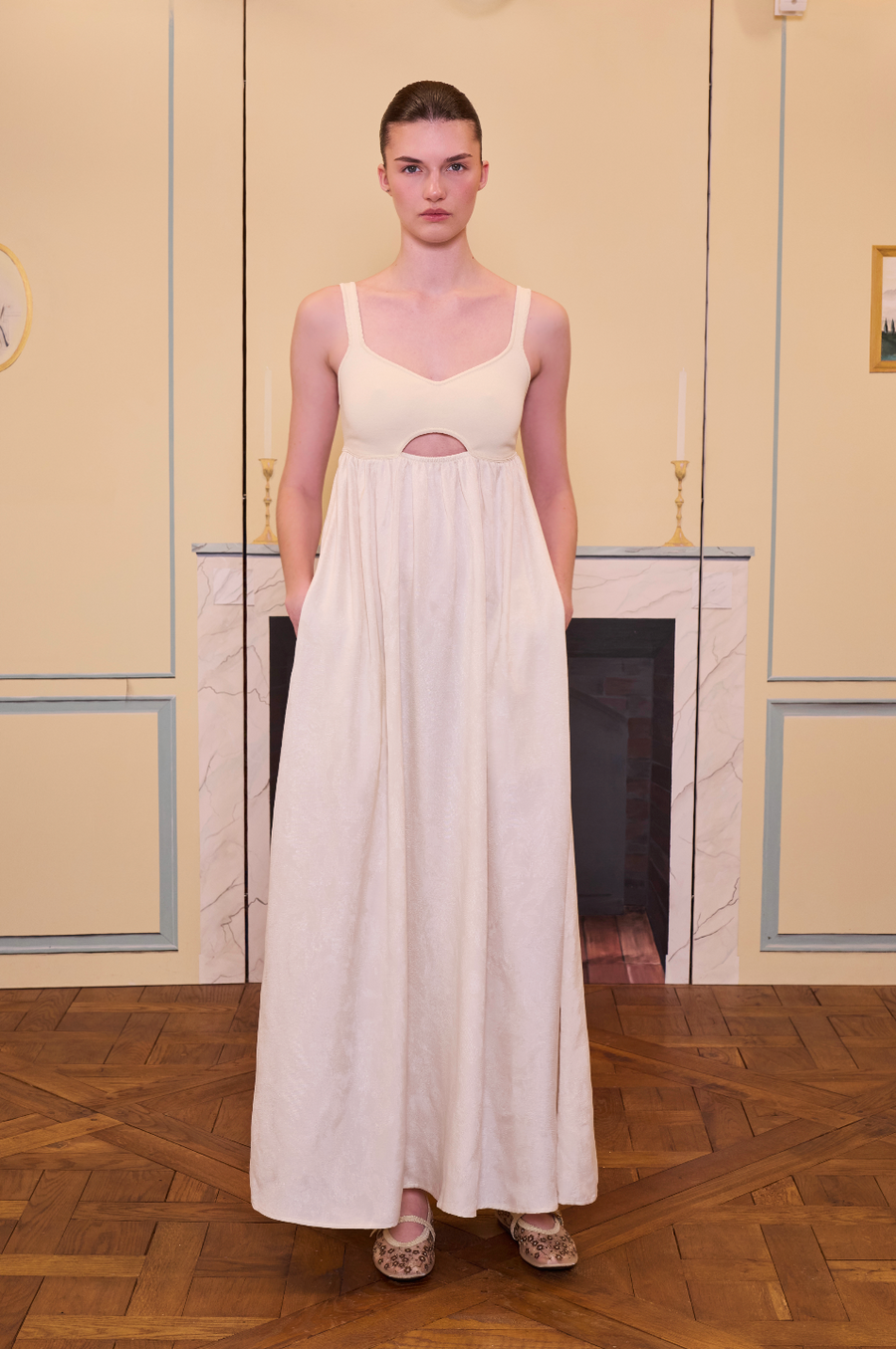 Daydreamers Triko Detaylı Askılı Maxi Elbise