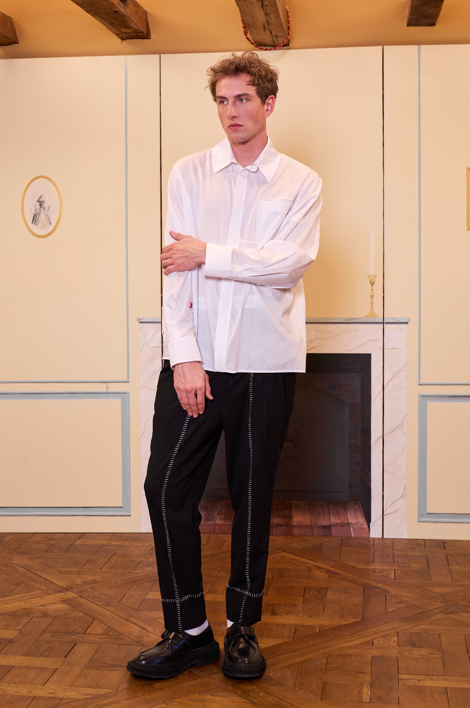 Daydreamers Beyaz Çizgili Dokuma Gömlek