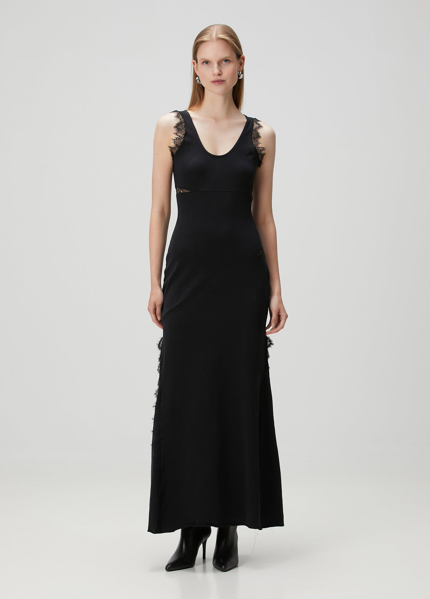 Day to Night in LA Askılı Siyah Uzun Fit Elbise