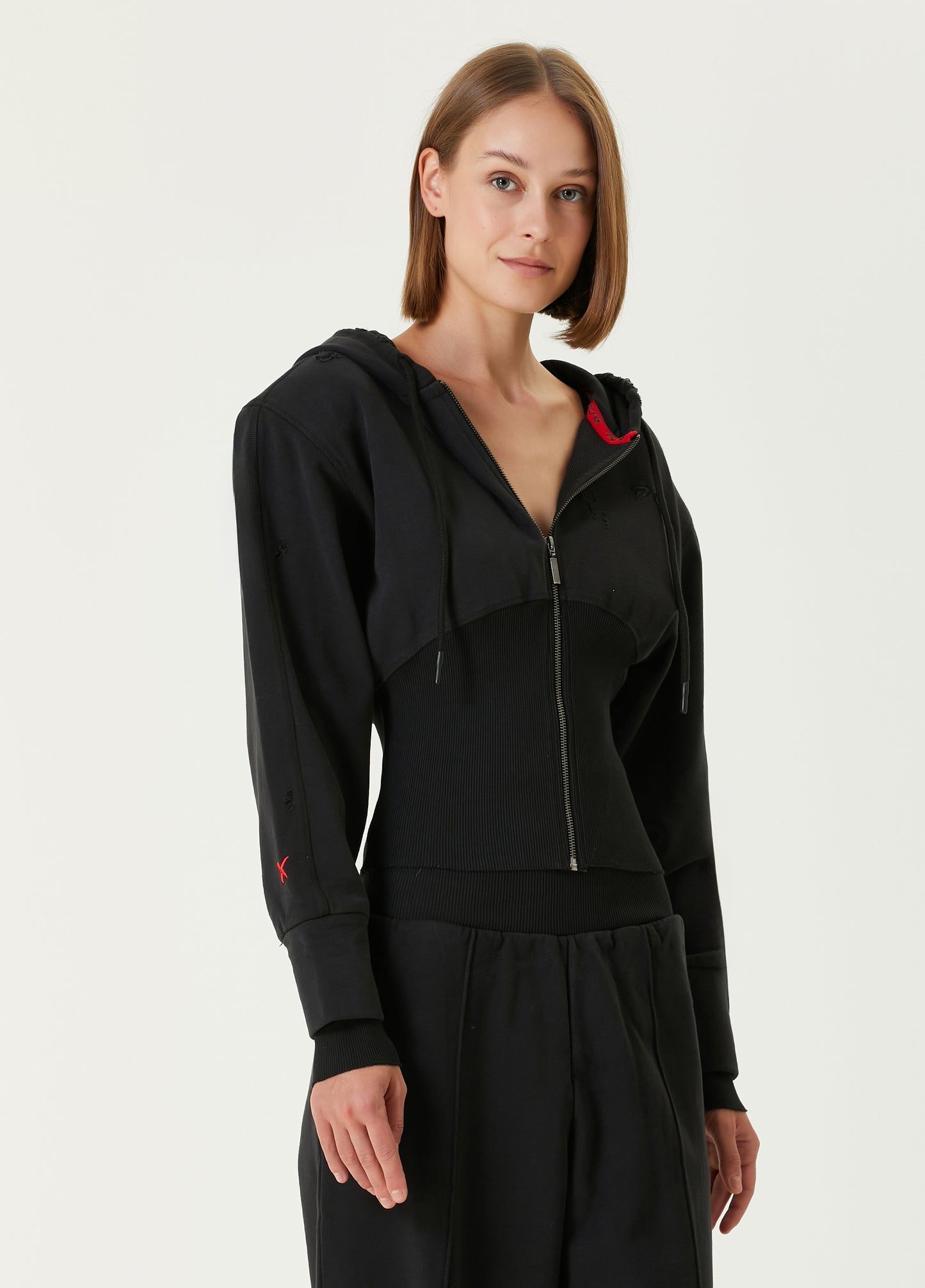 Your *itch Korse Detaylı Fermuarlı Hoodie