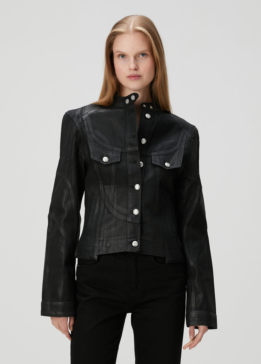 Day to Night in LA Parlak Dokulu Denim Ceket