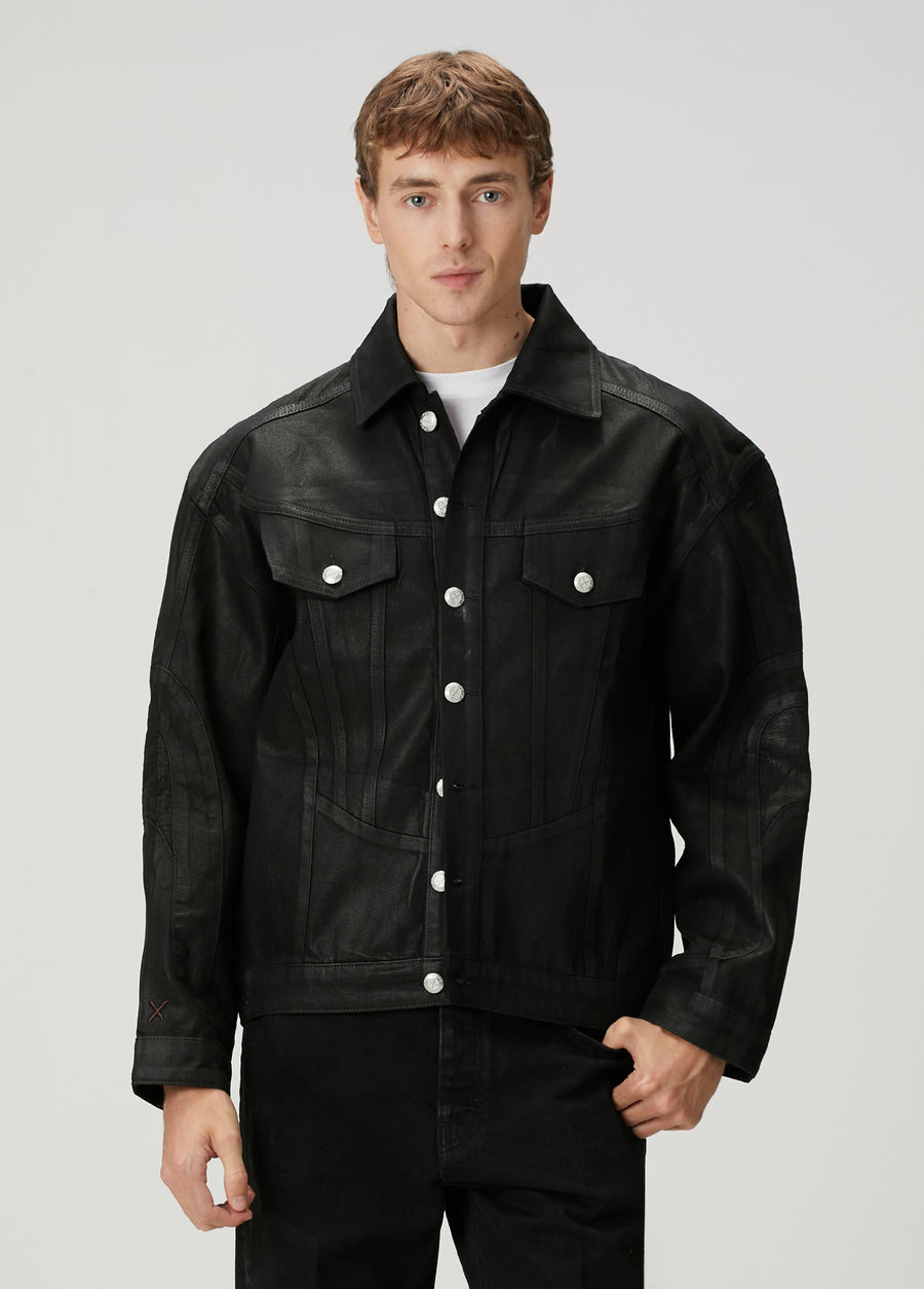 Day to Night in LA Parlak Dokulu Denim Ceket