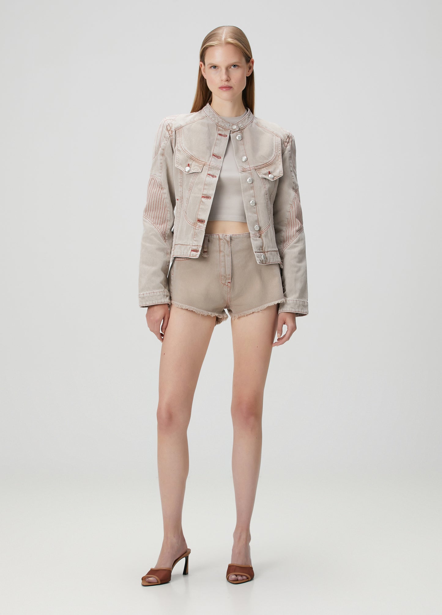 Day to Night in LA Soluk Görünümlü Motorcu Denim Ceket