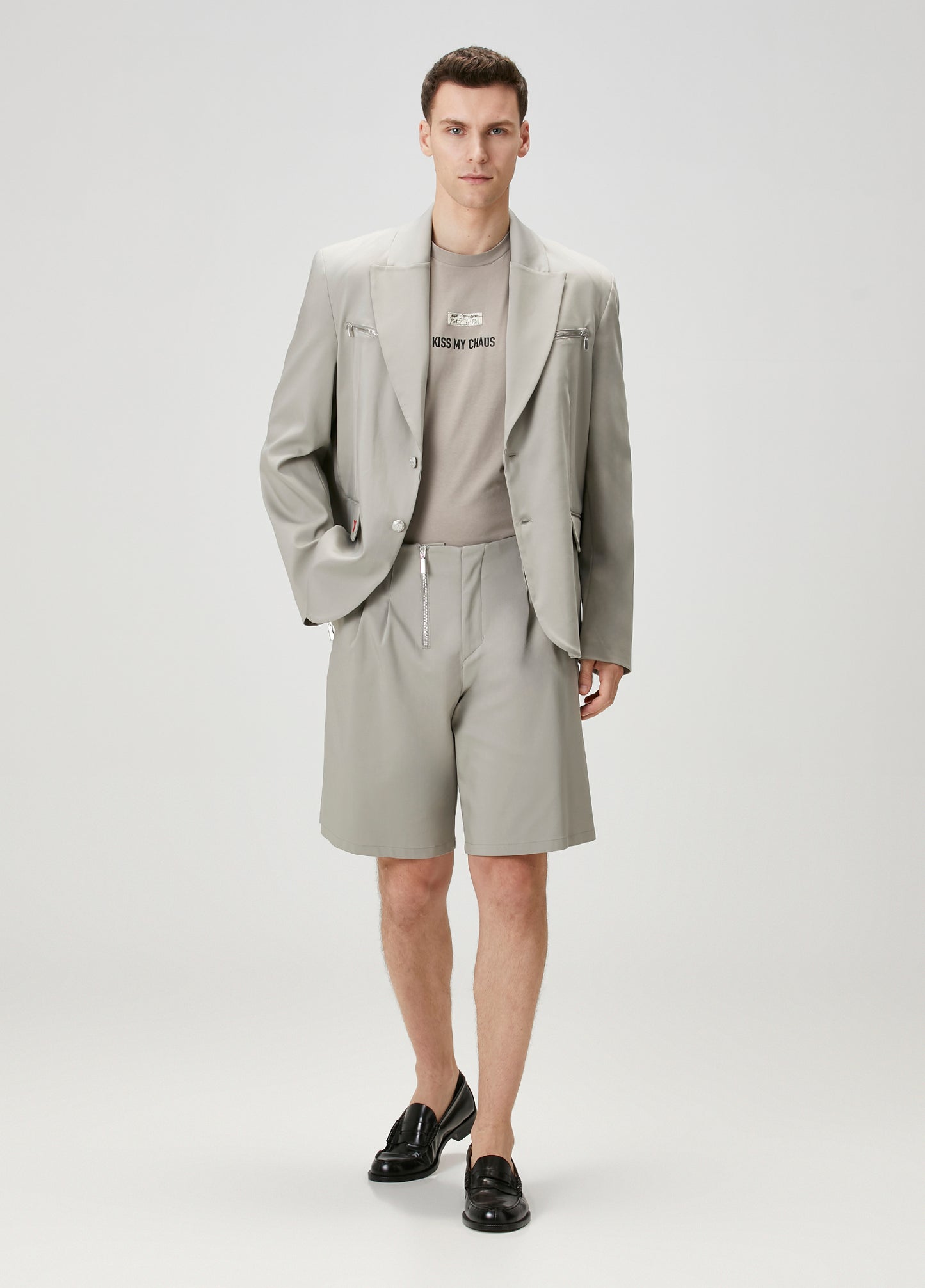 Day to Night in LA Fermuar Detaylı Dokuma Blazer