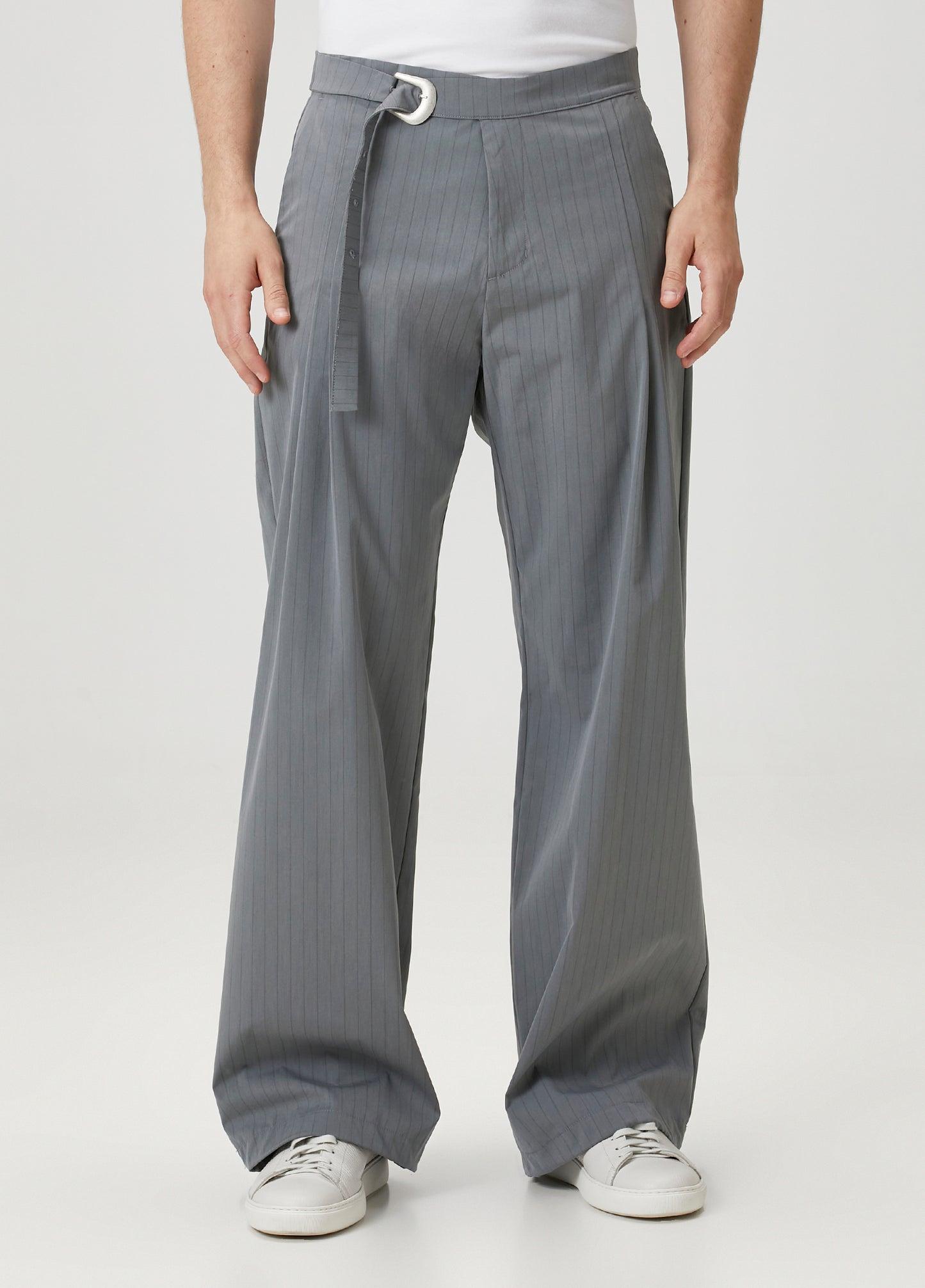 Day to Night in LA Kemerli Çizgili Dokuma Pantolon