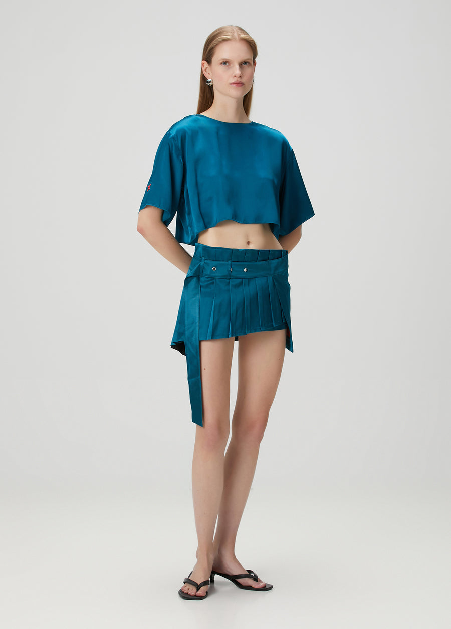 Day to Night in LA Oversize İpek Kısa Bluz
