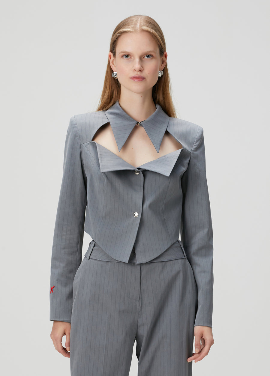 Day To Night In La Woven Striped Shirt With Metal Button