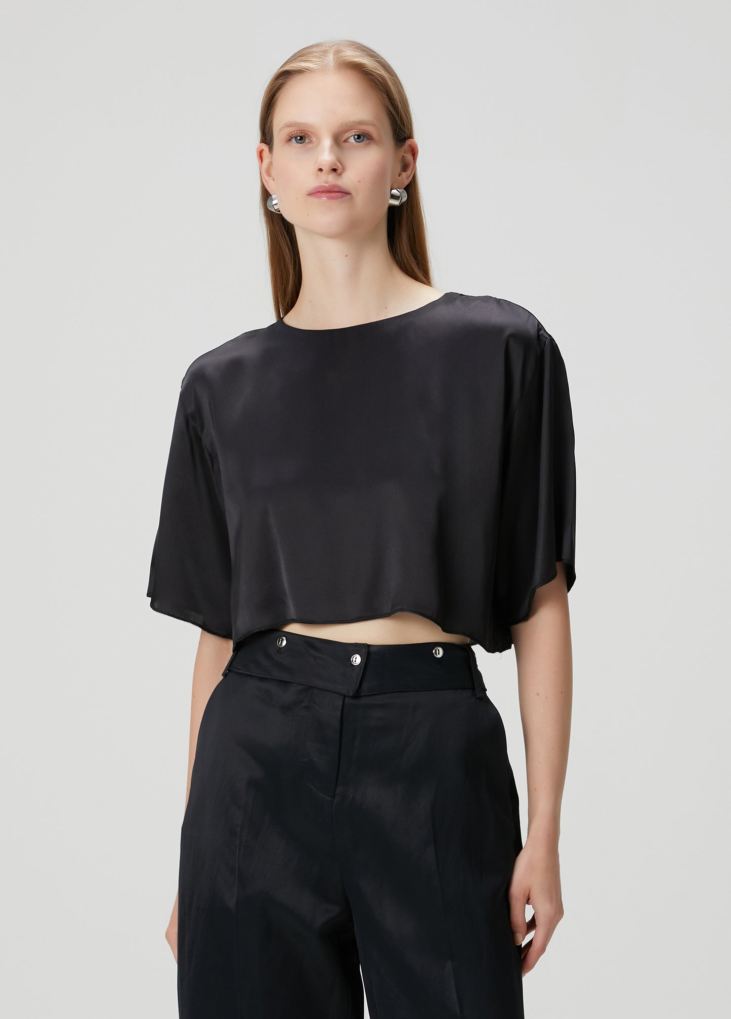 Day to Night in LA Oversize İpek Kısa Bluz