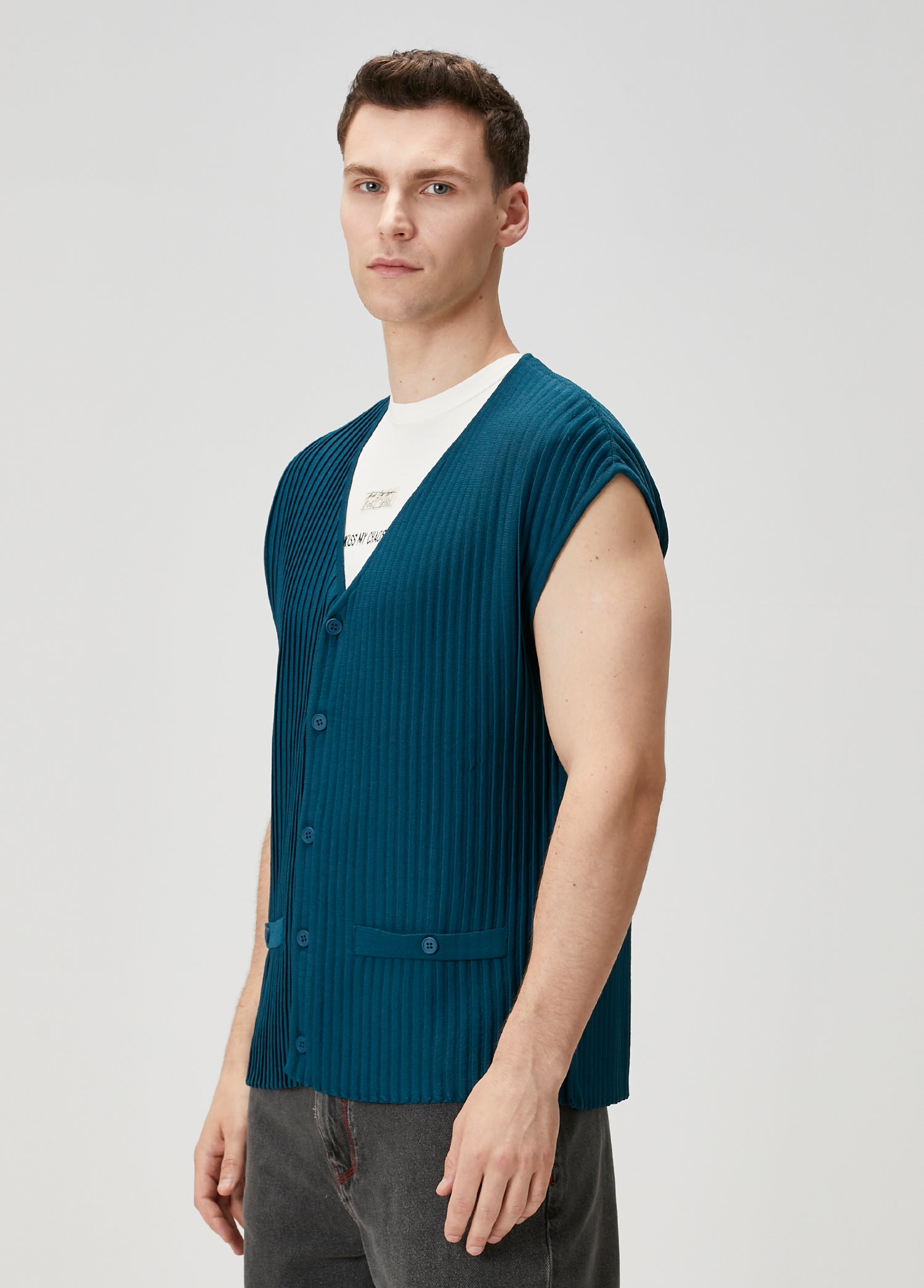 KNITTED VEST - MOROCCAN BLUE