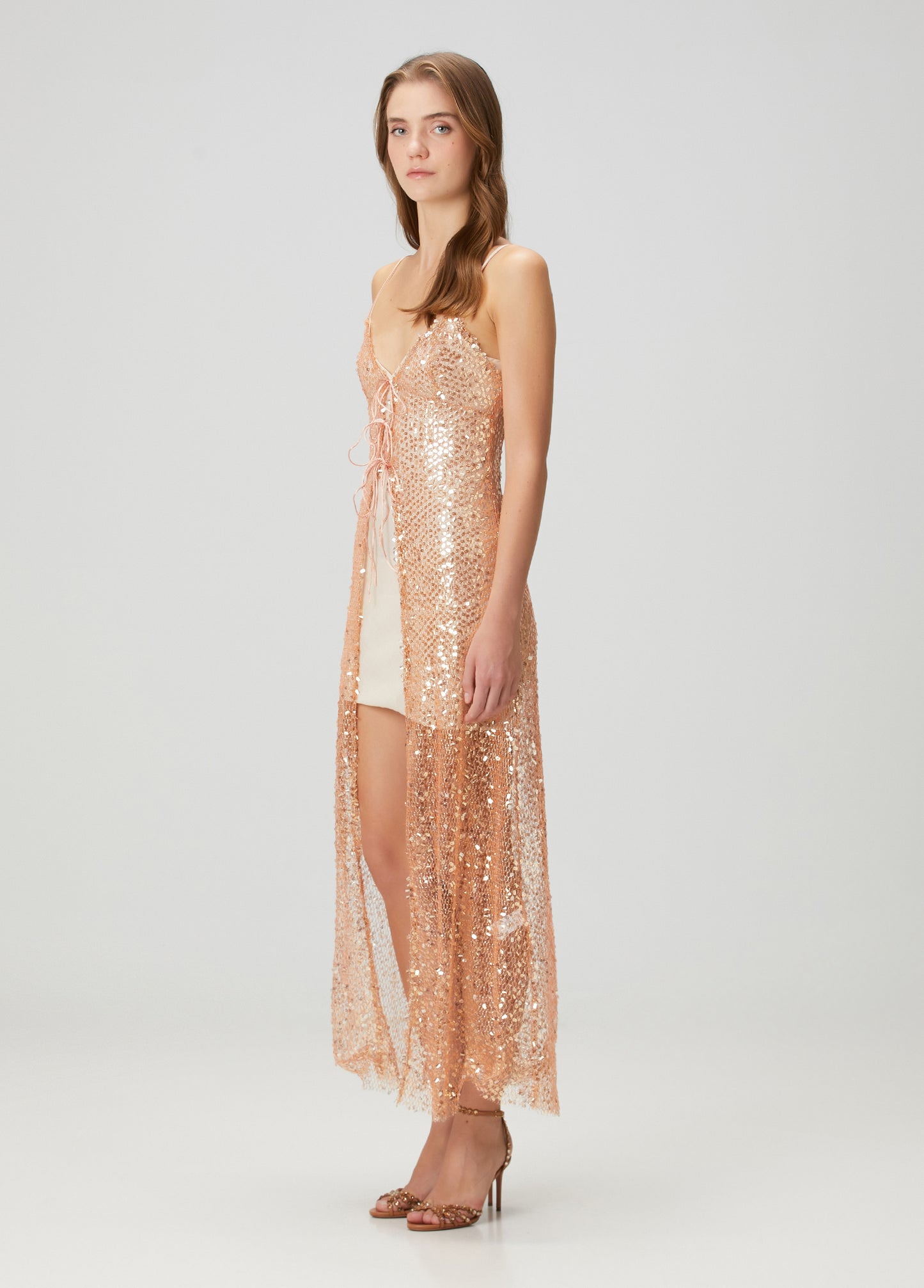 Euphoria Turuncu Taş Detaylı Elbise