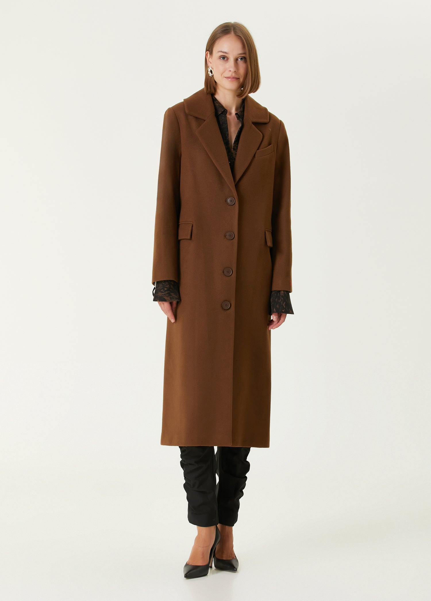 Wool Women Coat - Brown
